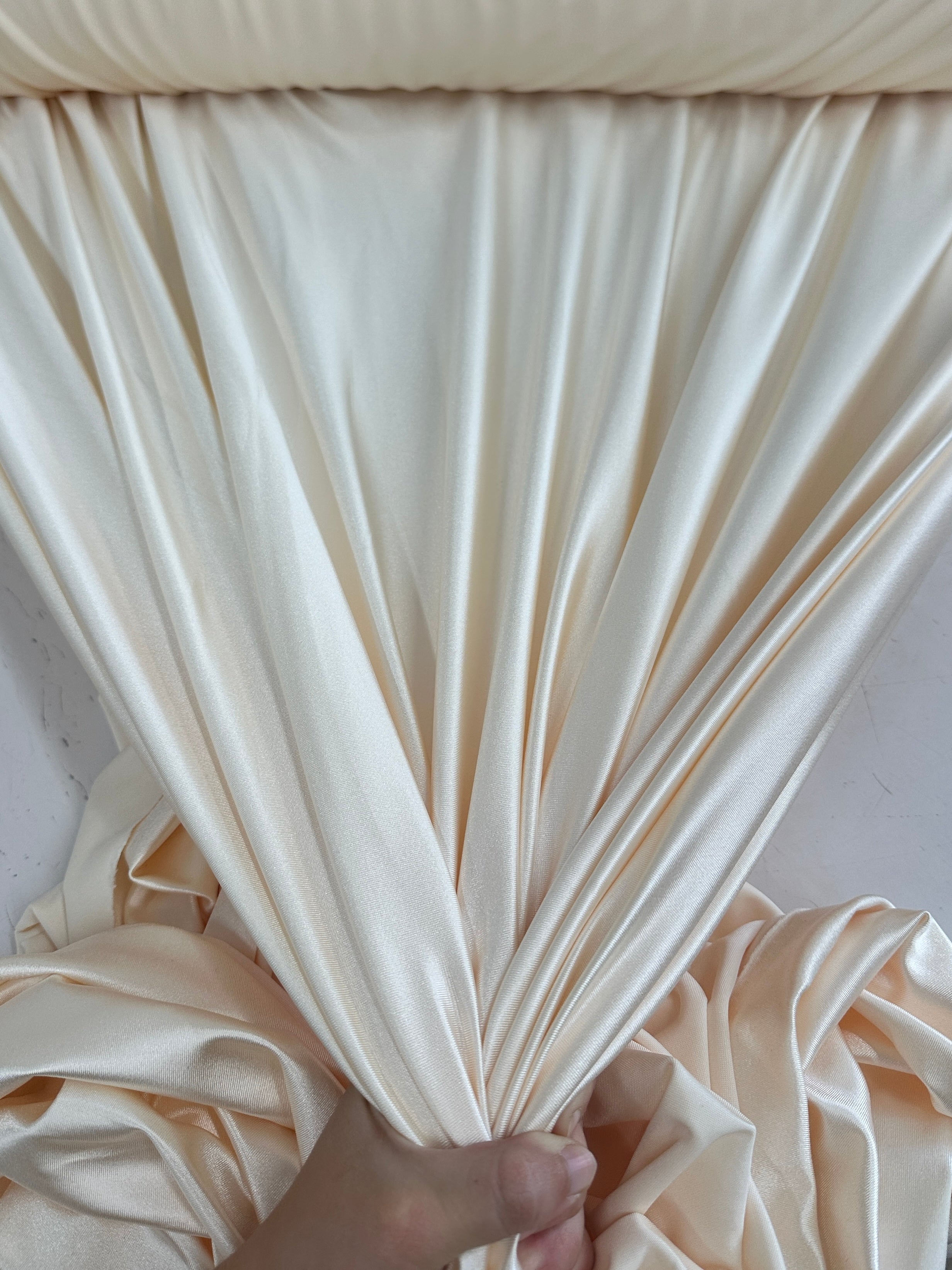 Cream Shiny Nylon Spandex, Cream Spandex, Nylon Spandex, Shiny Spandex, Stretch Fabric, 4 way stretch fabric, Fabric on Sale, Activewear Fabric, Polyester Fabric