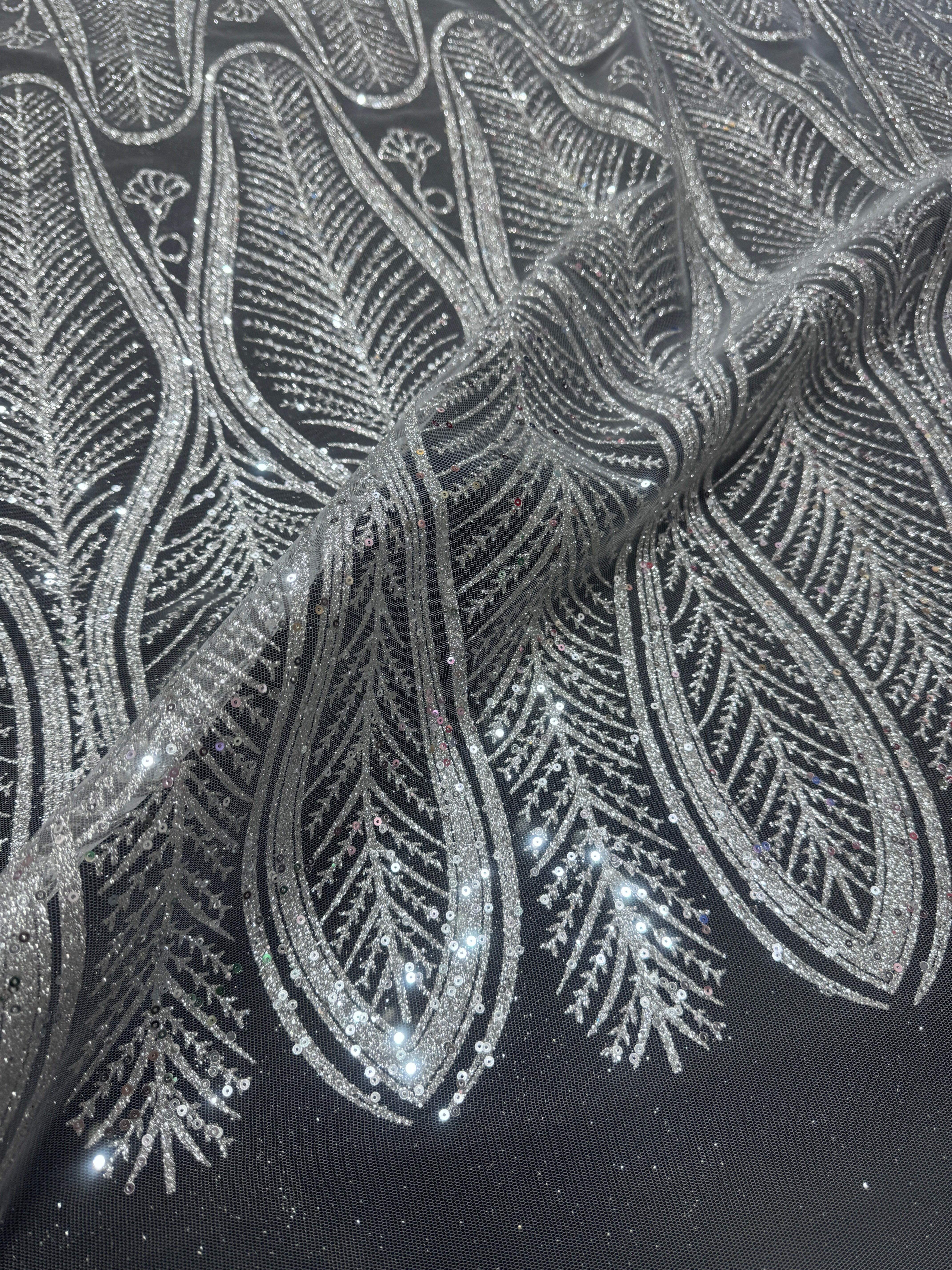 Silver Glitter Sequin Geometric Lace, online textile store, sewing, fabric store, sewing store, cheap fabric store, kiki textiles