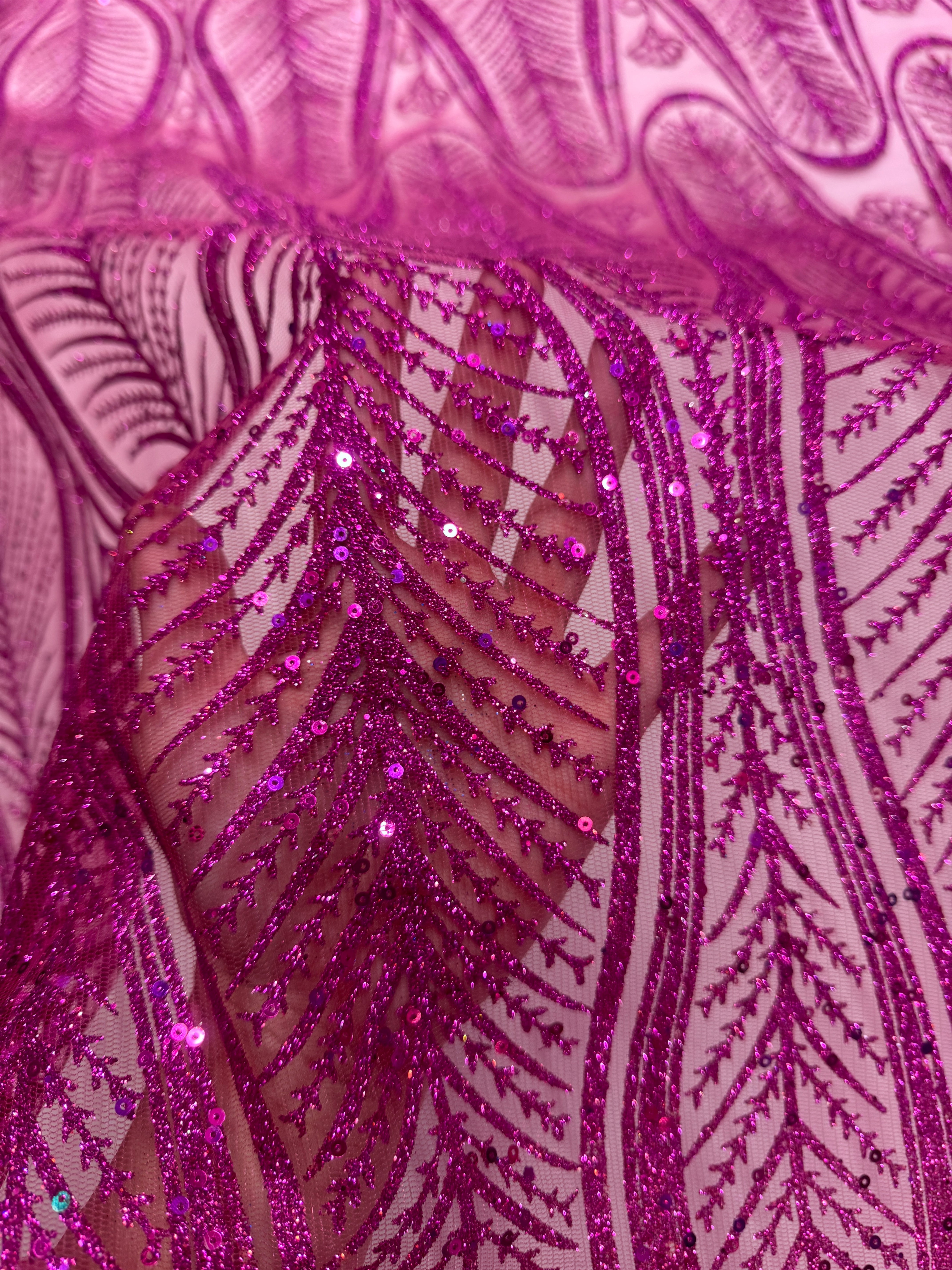 Magenta Glitter Sequin Geometric Lace, online textile store, sewing, fabric store, sewing store, cheap fabric store, kiki textiles