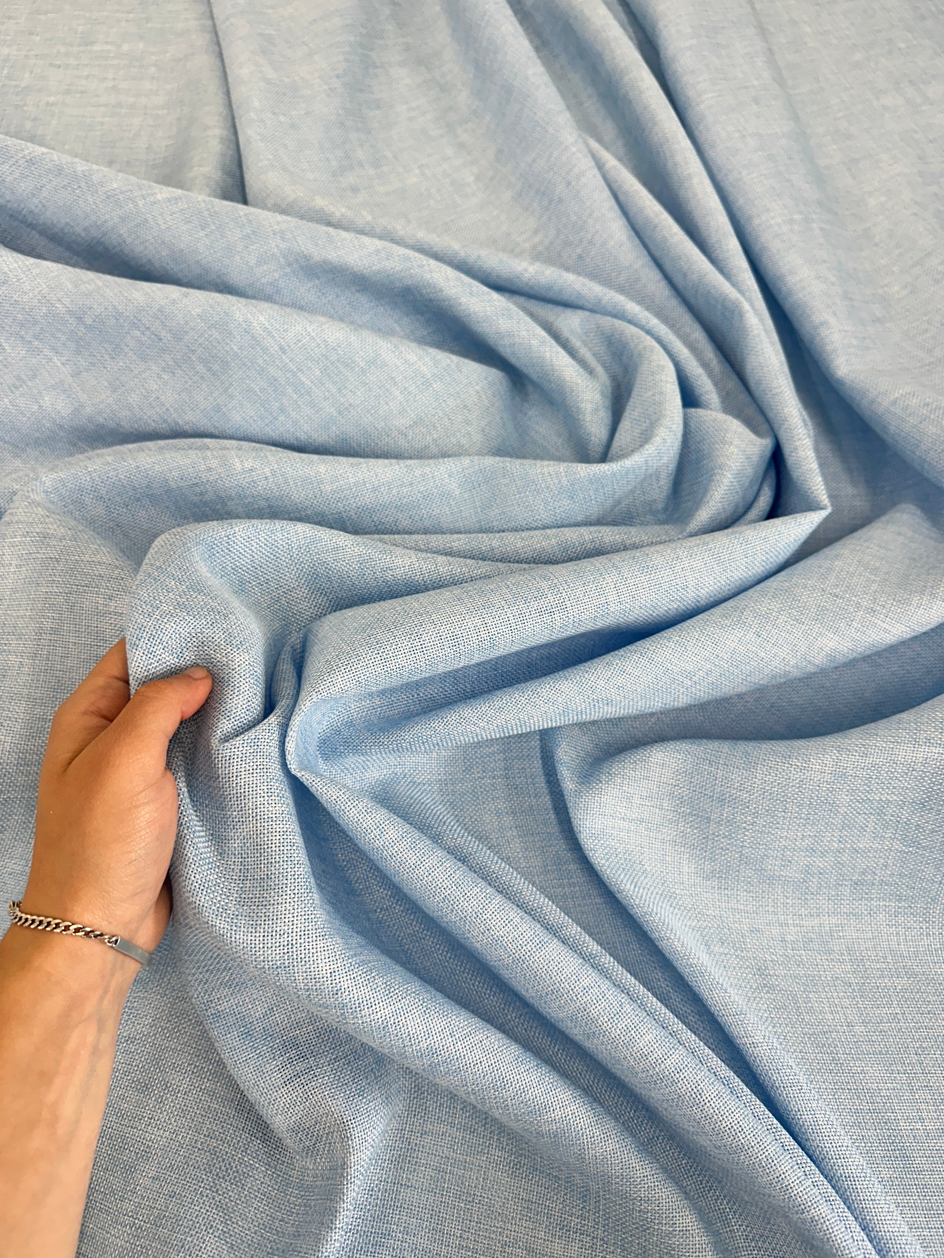 Baby Blue Faux Linen, Faux Linen, Linen Fabric by Yard, Linen Fabric, Linen Material, Premium Linen, Durable Fabric, Home Decor Fabric