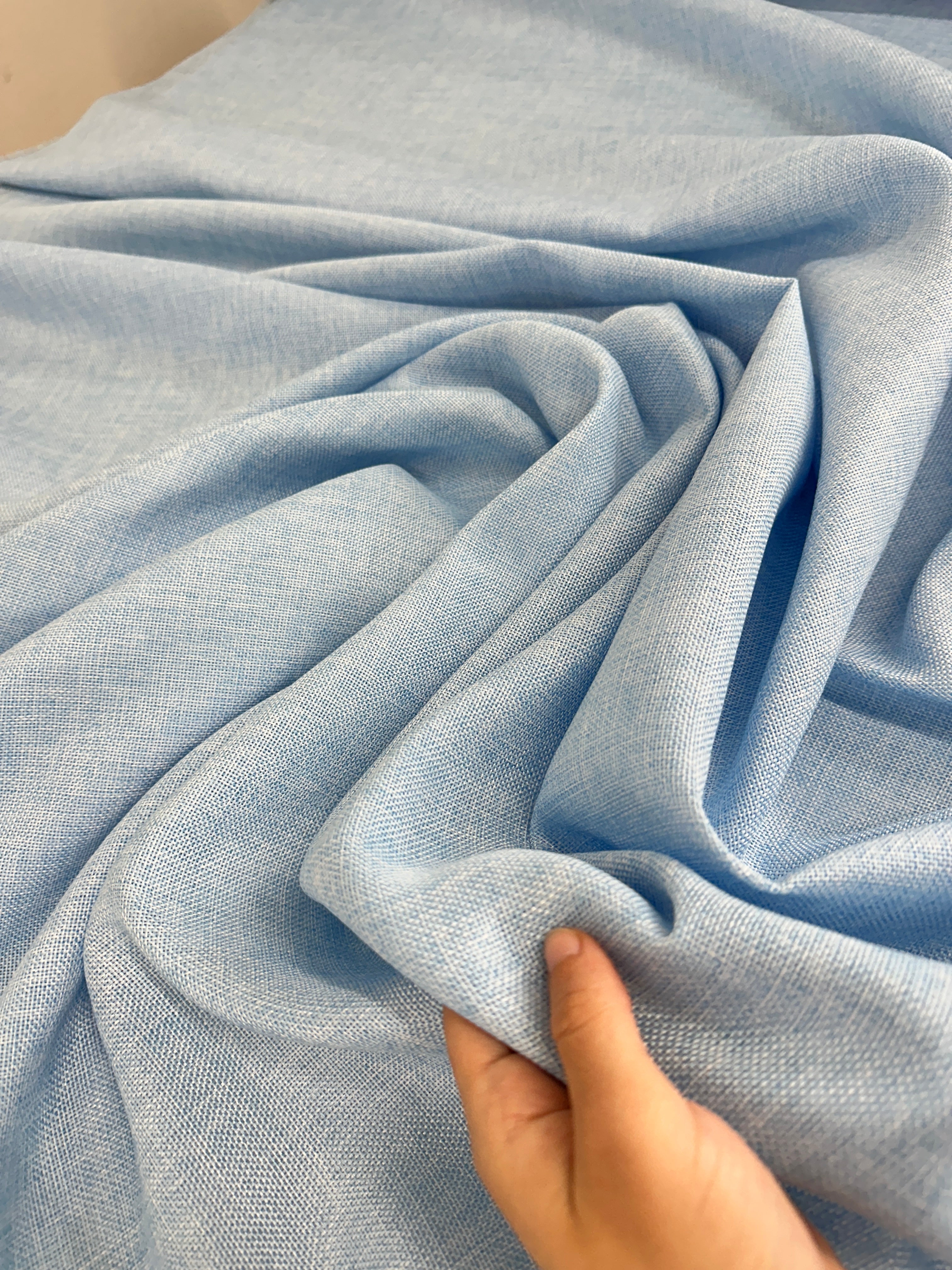 Baby Blue Faux Linen, Shop Fabrics Online, Sewing, Fabric Store, Sewing Store, Cheap Fabric Store, Kiki Textiles, Textile by the Yard