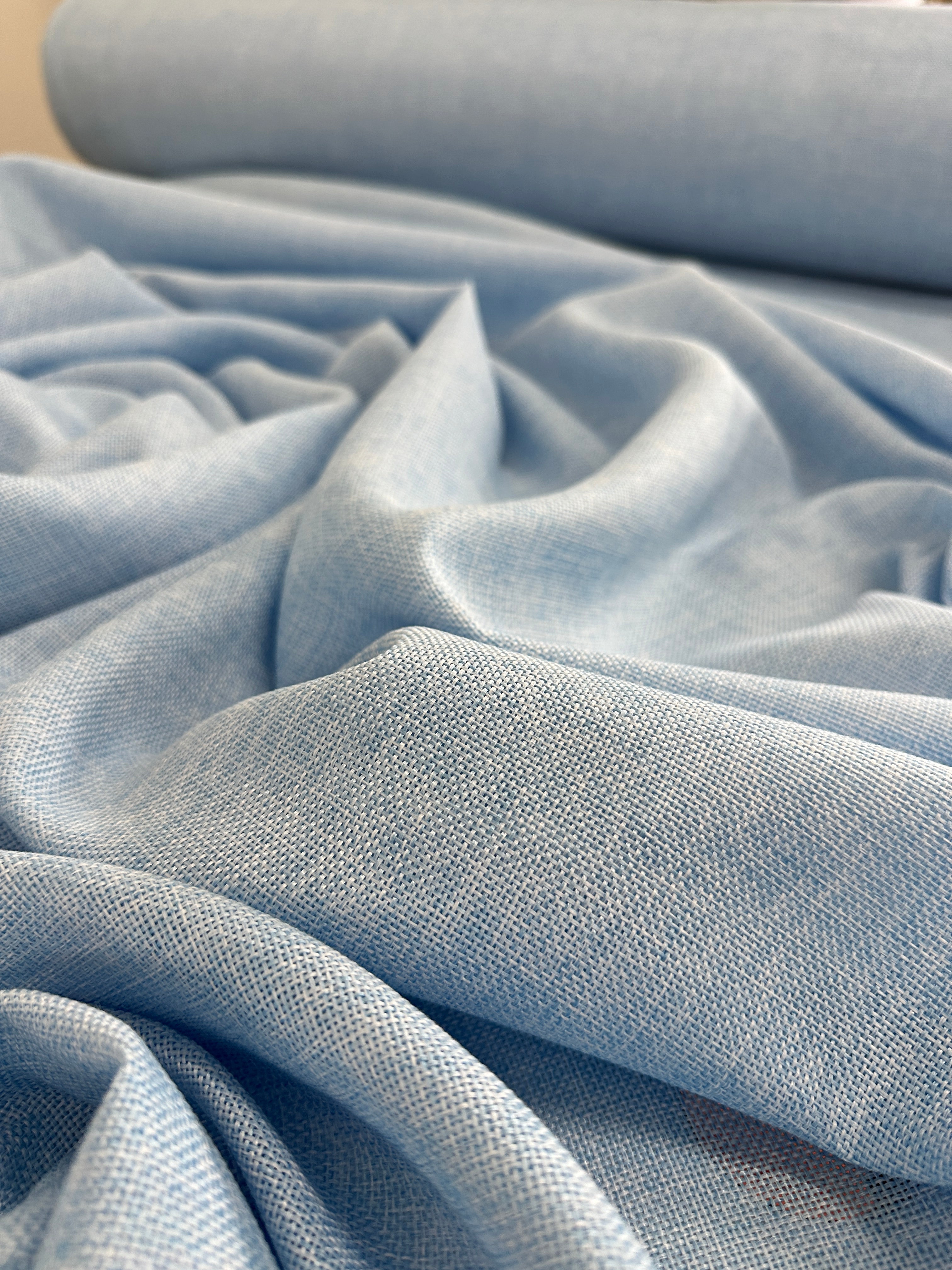 Baby Blue Faux Linen, Faux Linen, Linen Fabric by Yard, Linen Fabric, Linen Material, Premium Linen, Durable Fabric, Home Decor Fabric