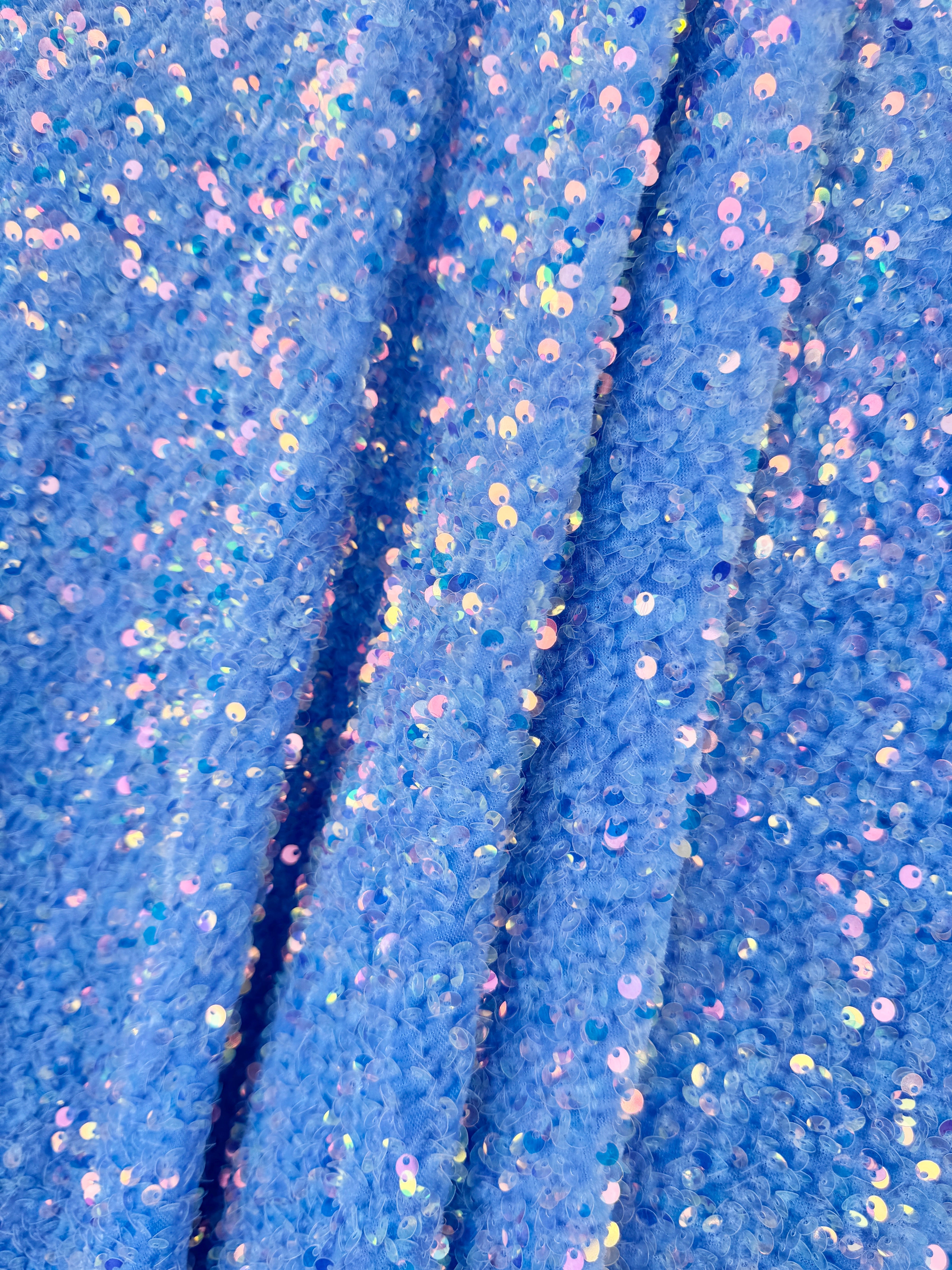 Baby Blue Sequin on Velvet, blue Sequin on velvet, baby blue Sequin on velvet, Stretch Sequin Mesh, Stretch Sequin velvet for woman,  Stretch Sequin velvet for bride, Stretch Sequin velvet on sale, Stretch Sequin velvet on discount, Stretch Sequin velvet online