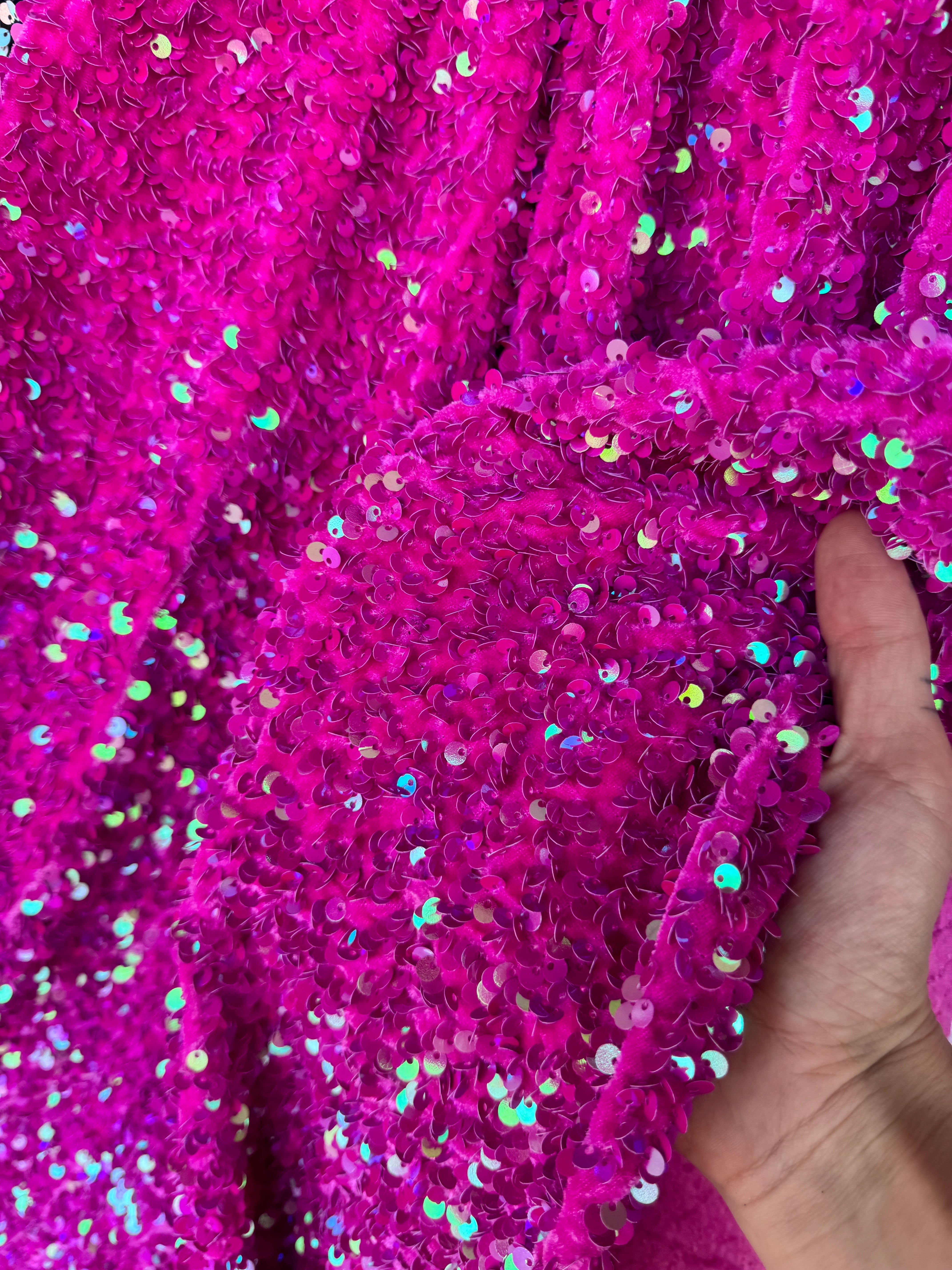 Fuchsia Iridescent Sequin on Velvet, online textile store, sewing, fabric store, sewing store, cheap fabric store, kiki textiles