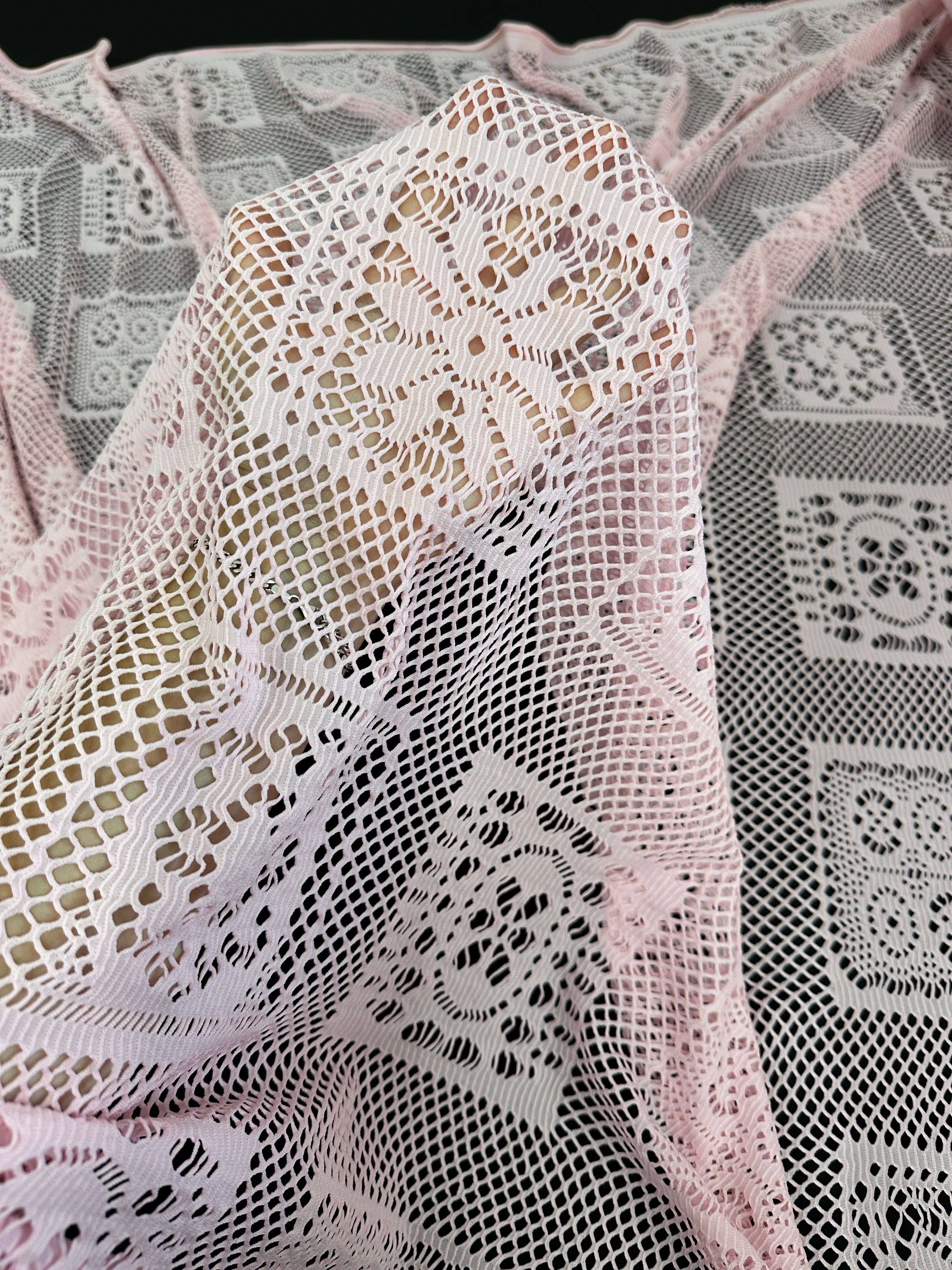 Baby Pink Geometric Crochet Hollow Out Knit, online textile store, sewing, fabric store, sewing store, cheap fabric store, kiki textiles