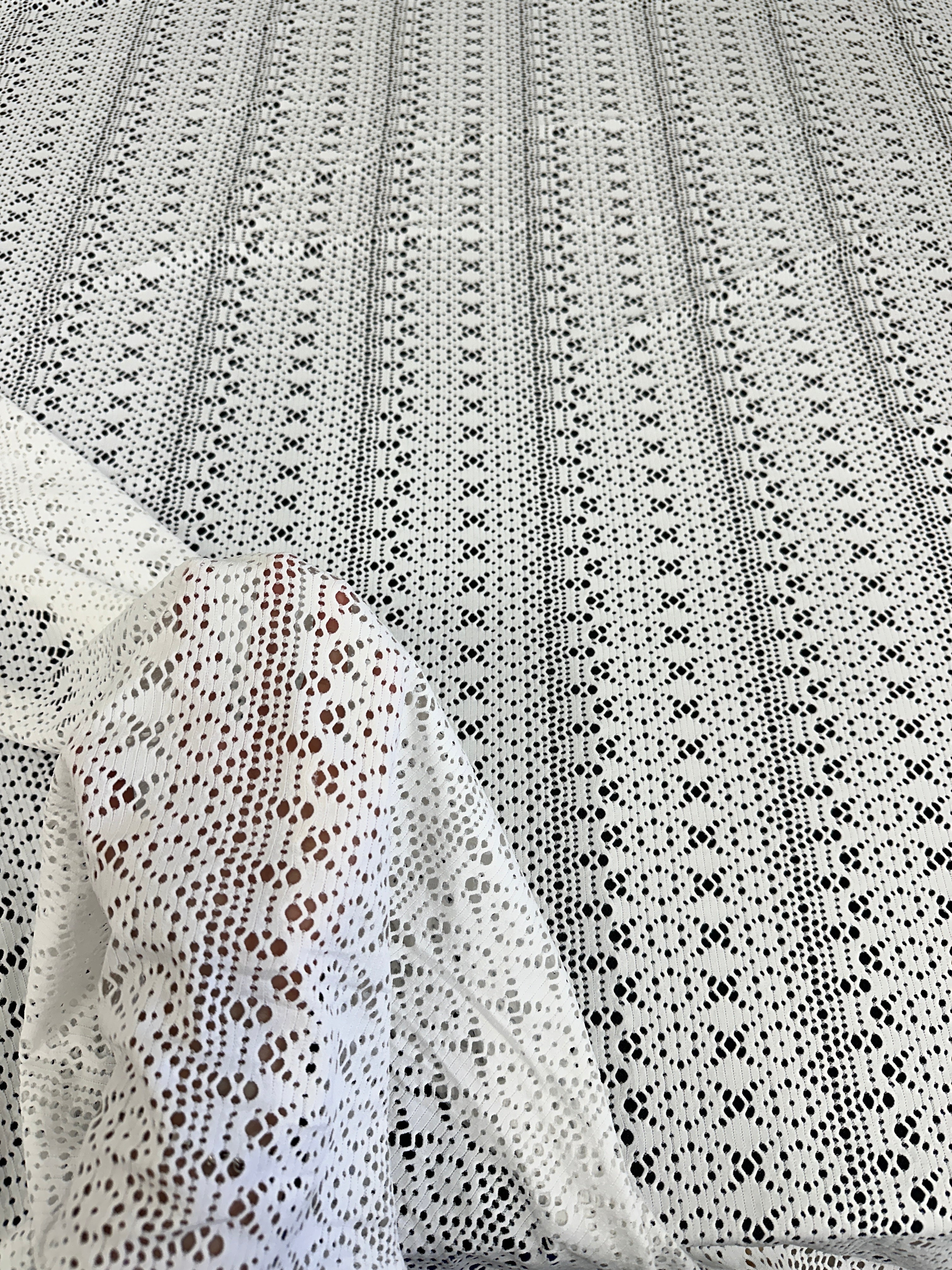 White Crochet Geometric Hollow Out Knit, online textile store, sewing, fabric store, sewing store, cheap fabric store, kiki textiles