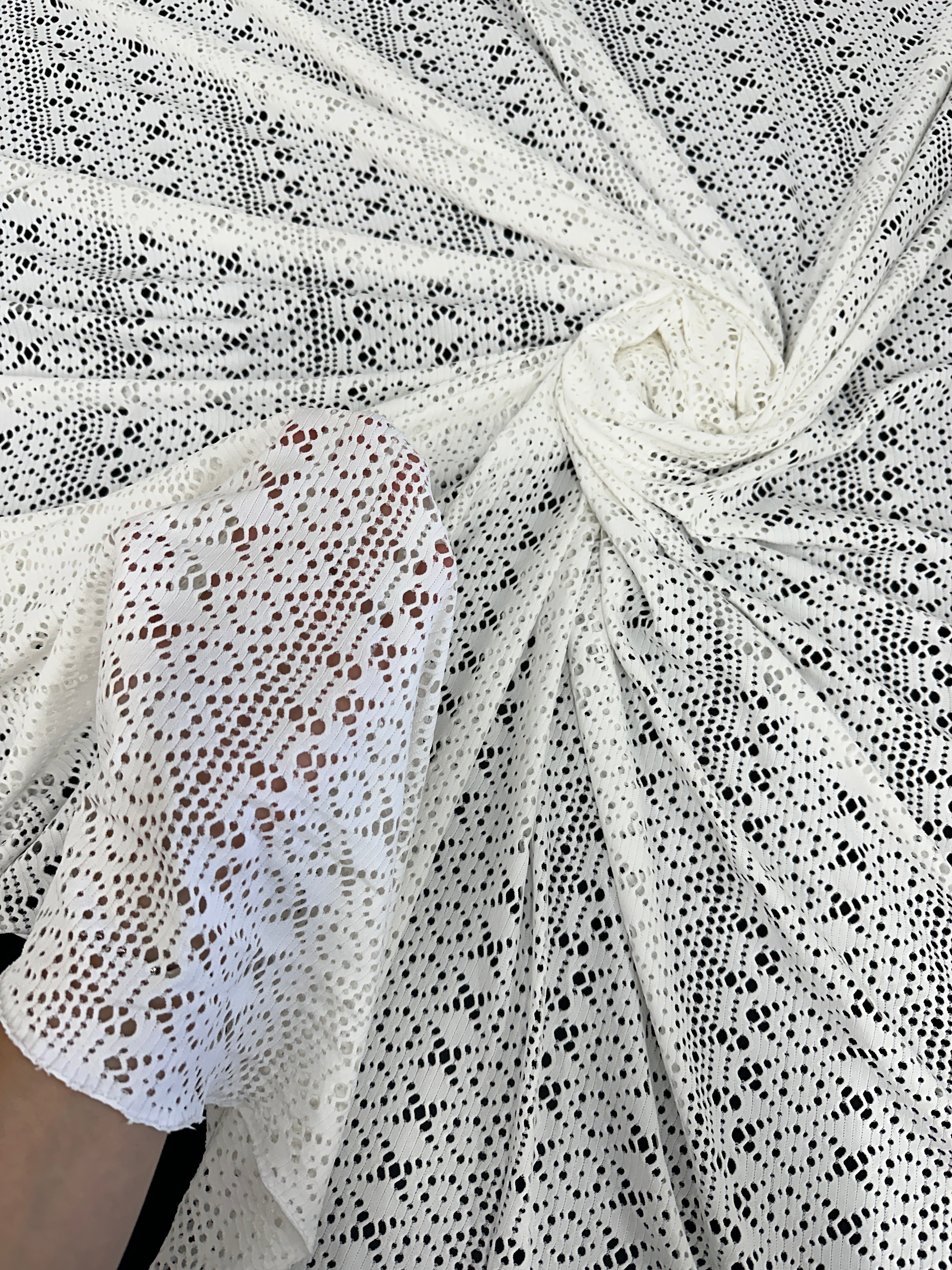 White Crochet Geometric Hollow Out Knit, online textile store, sewing, fabric store, sewing store, cheap fabric store, kiki textiles
