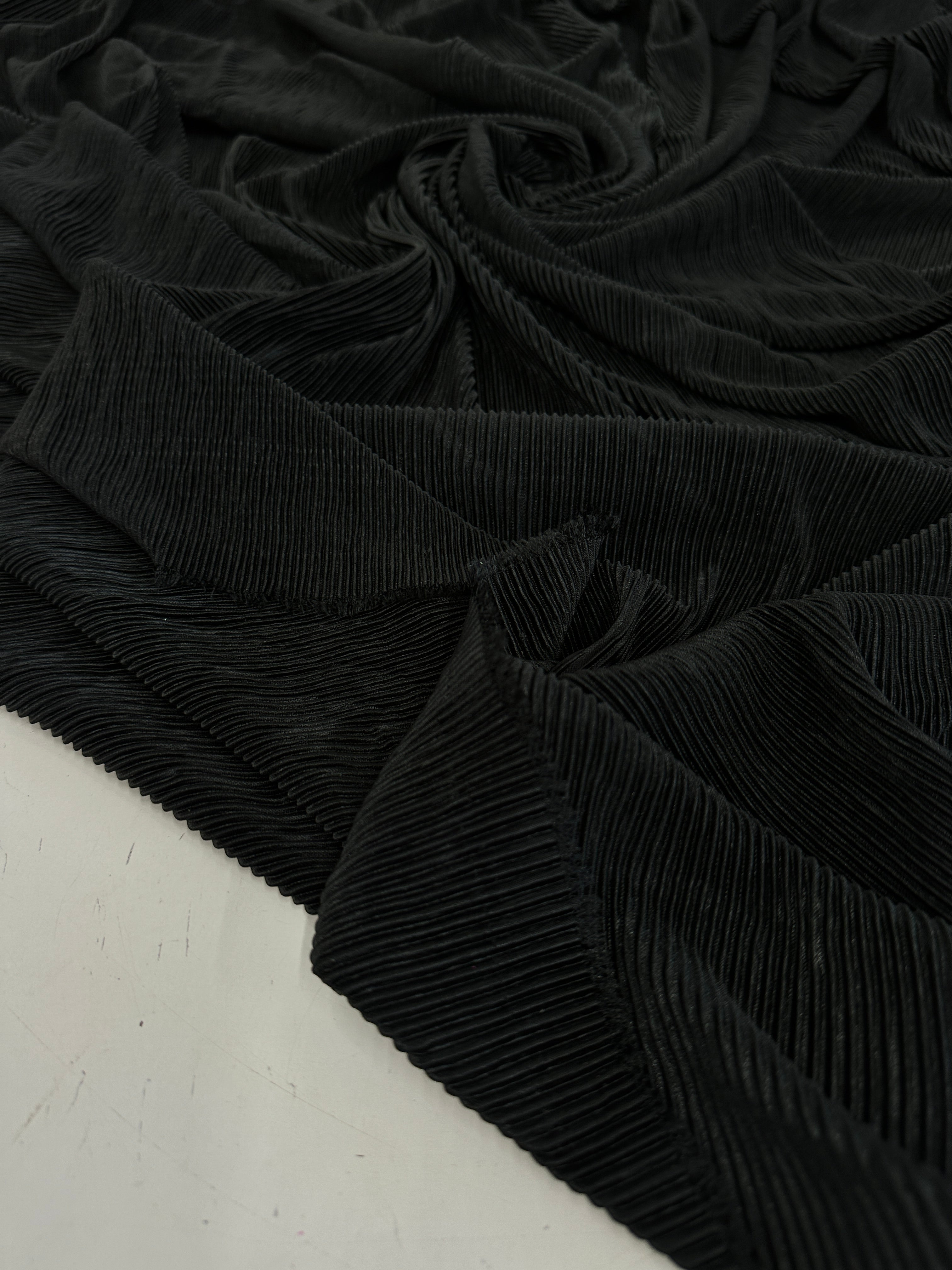 Black Pleated Knit, sewing, fabric store, sewing store, cheap fabric store, kiki textiles