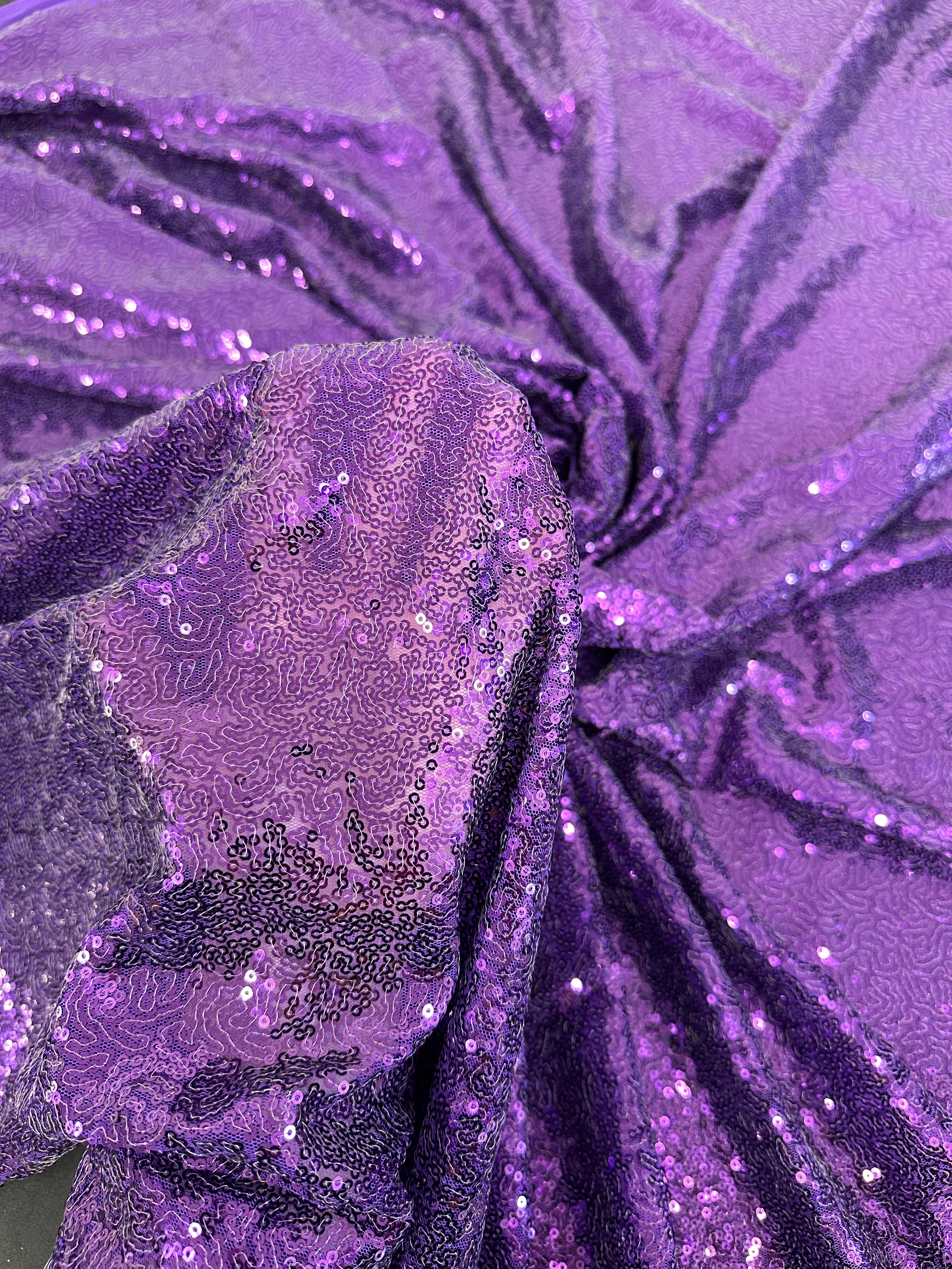 Purple Stretch Sequin on Mesh