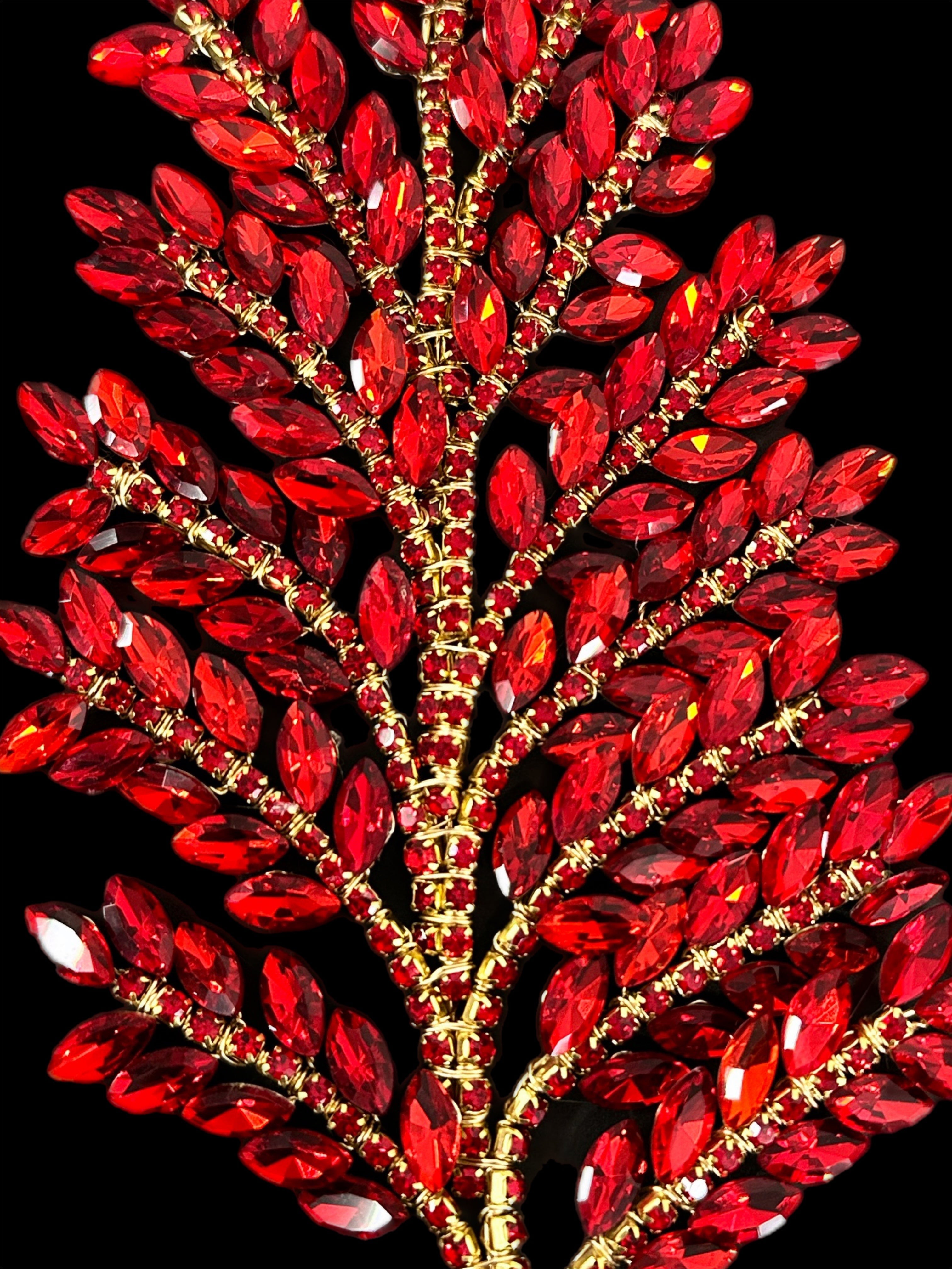 Barbara Red Bridal Leaves Rhinestone Applique, Red Rhinestones Applique, Gold Embellished Clothing, Rhinestone Applications, Rhinestone Embroidery, Rhinestone Patch, Dress Patch, Rhinestones for Dress