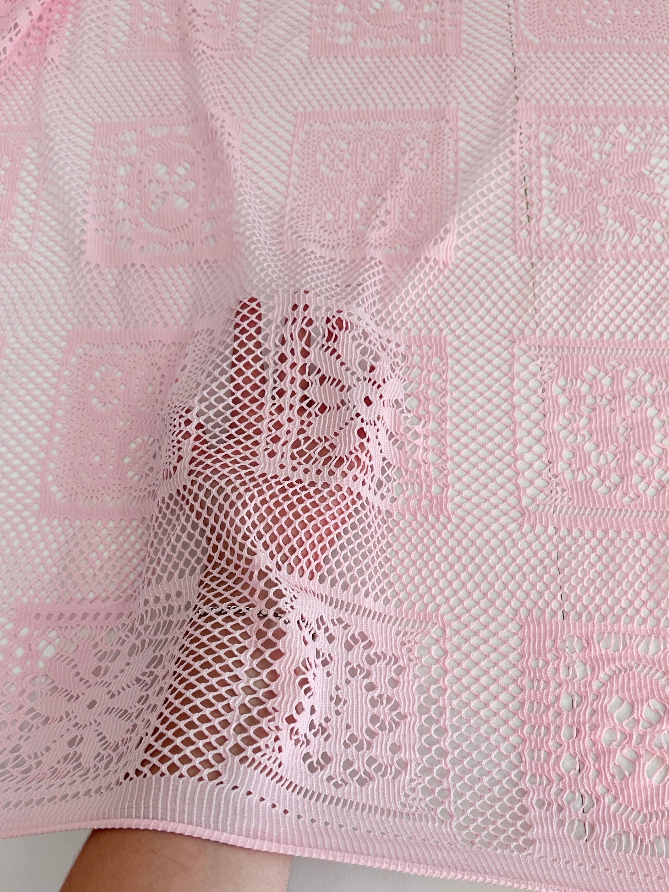 Baby Pink Geometric Crochet Hollow Out Knit, online textile store, sewing, fabric store, sewing store, cheap fabric store, kiki textiles