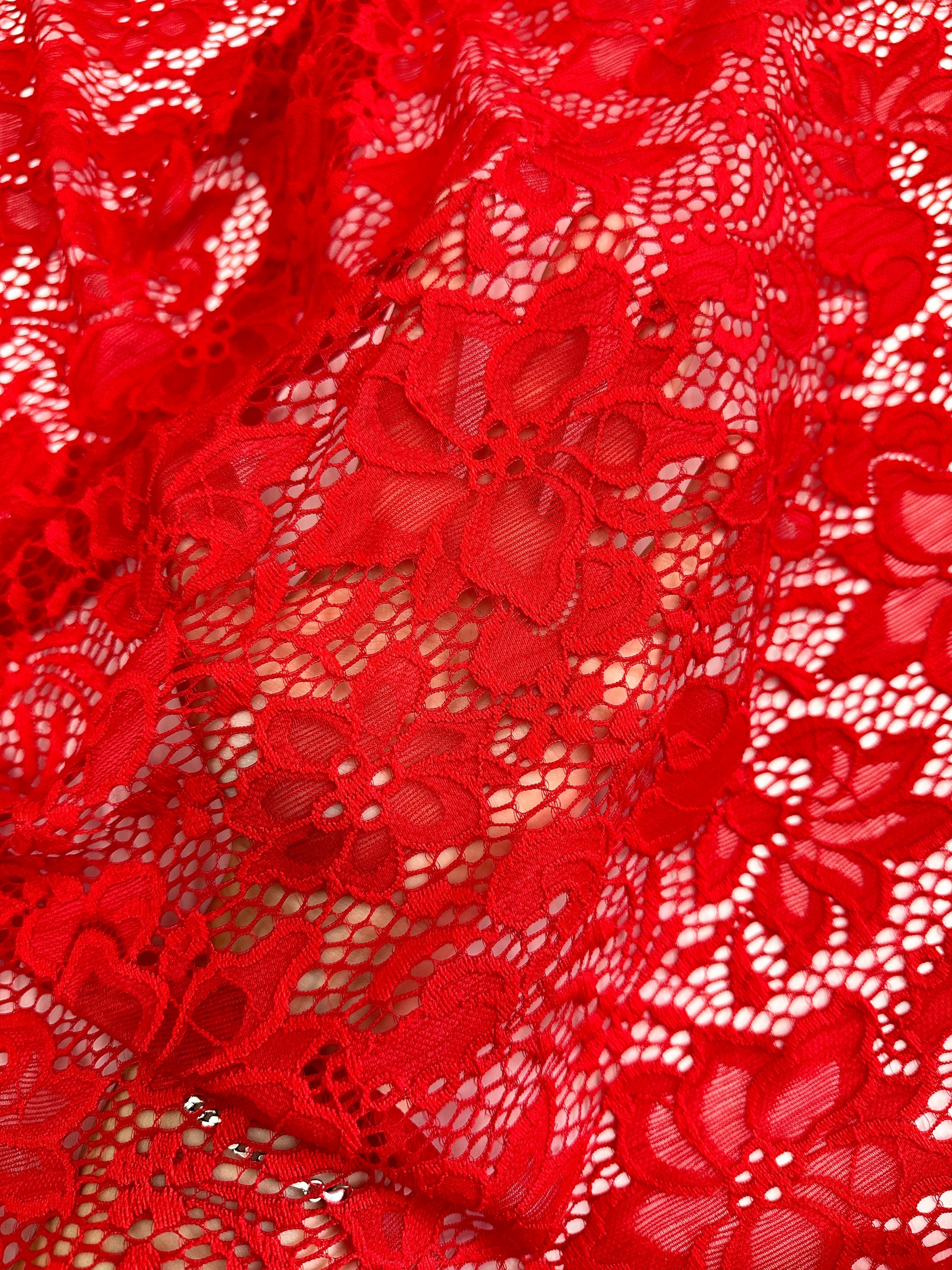 Red Floral Chantilly Lace, Red Power Mesh, nude lace mesh, lace mesh for woman, lace mesh for bride, lace mesh on sale, lace mesh on discount