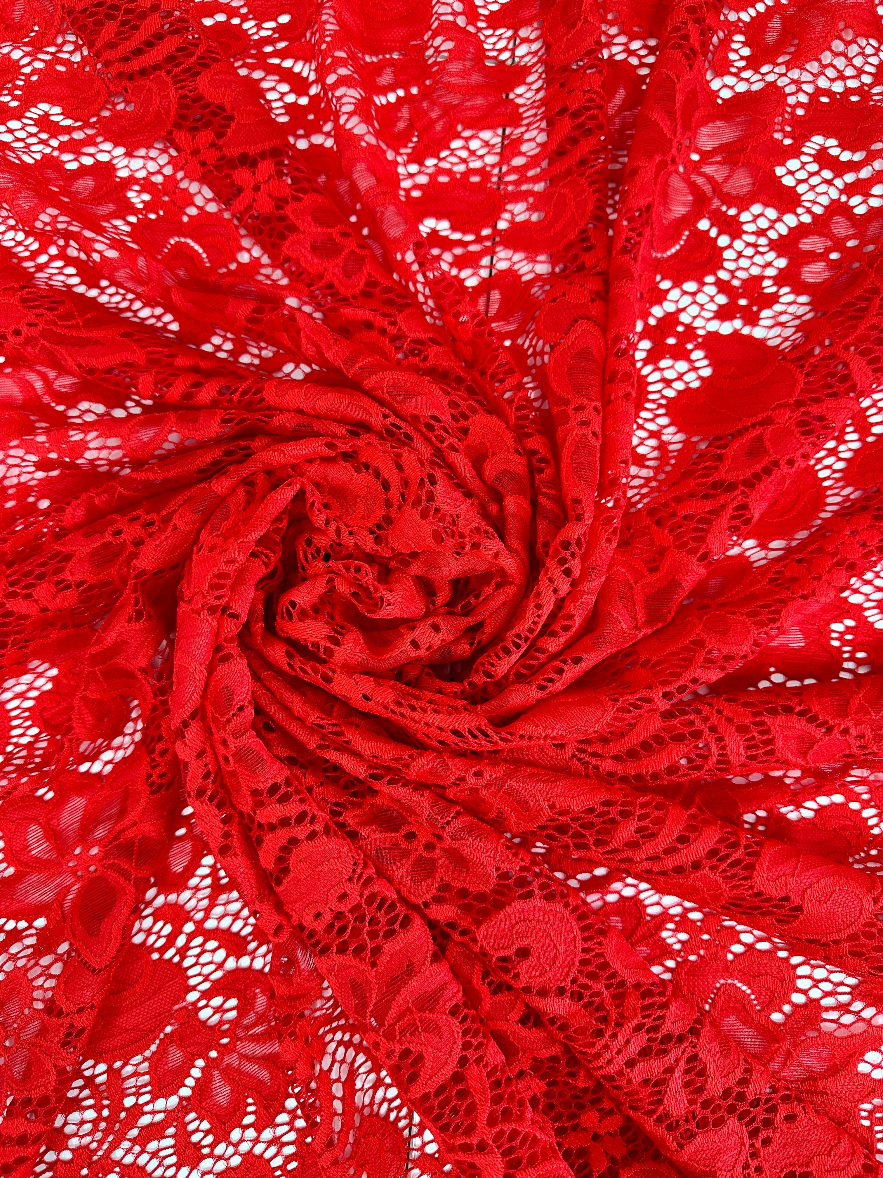 Red Floral Chantilly Lace, online textile store, sewing, fabric store, sewing store, cheap fabric store, kiki textiles