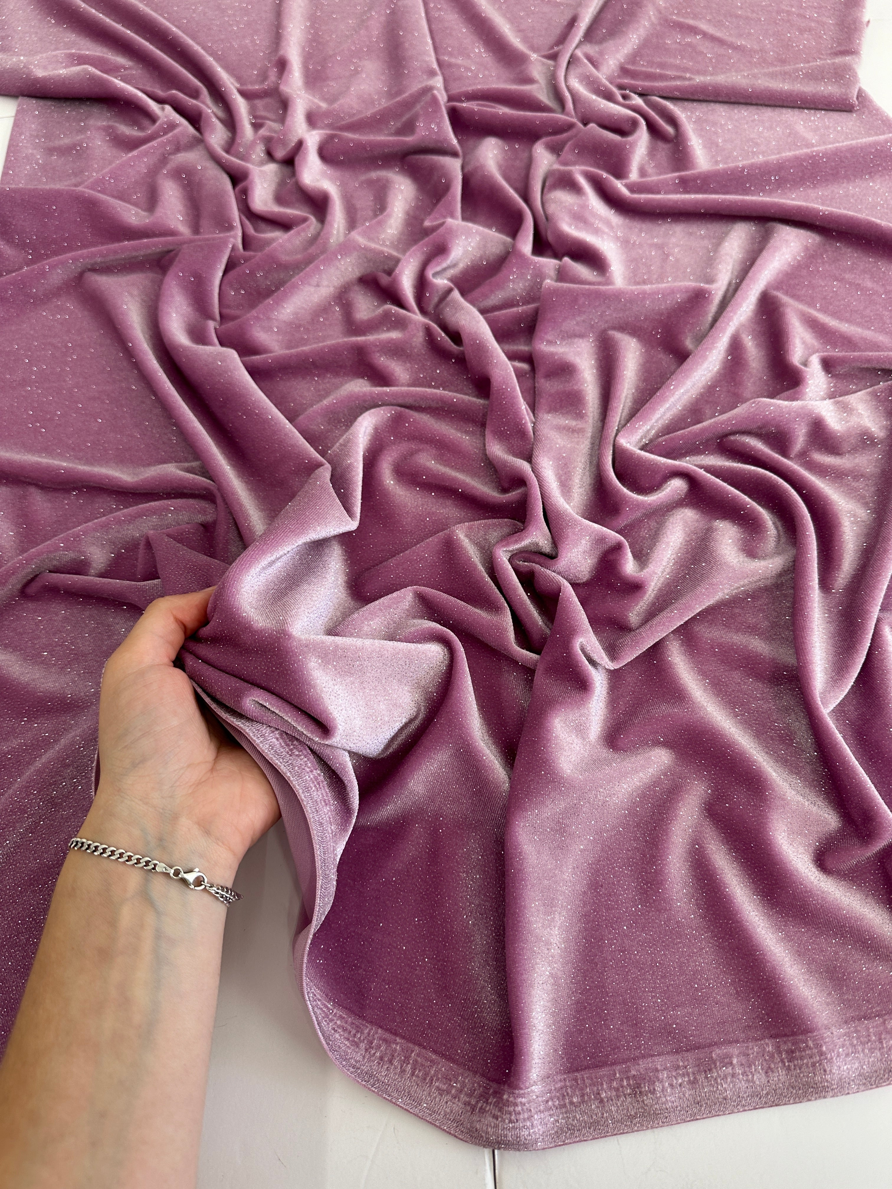 Mauve Shimmery Stretch Velvet, Velvet Material, Velvet Fabric, Velour Fabric Sale, Velvet Fabric Online, Stretch Velvet Spandex, Plush Velvet