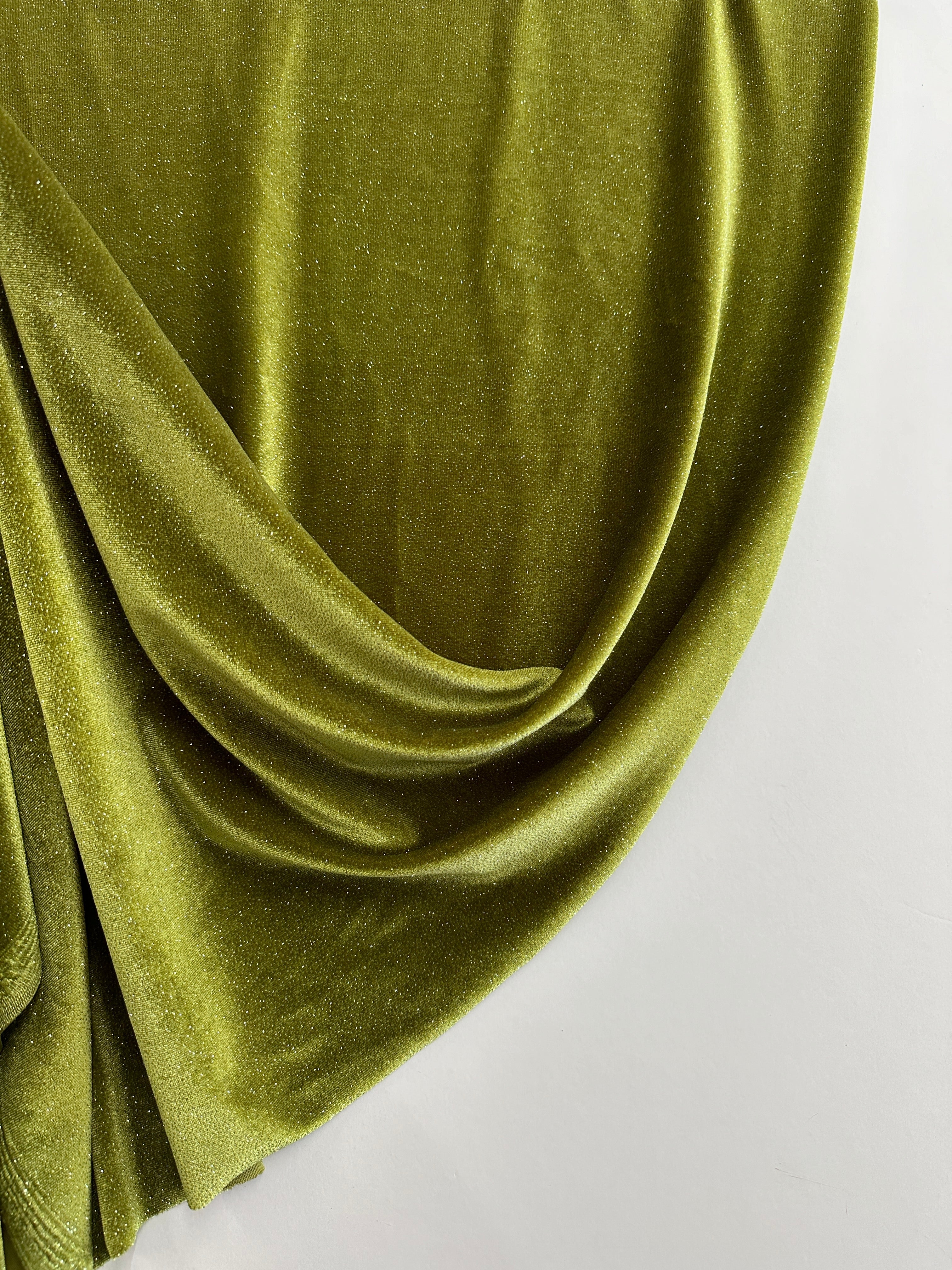 Olive Shimmery Stretch Velvet, shop fabrics online, sewing, fabric store, sewing store, cheap fabric store, kiki textiles, textile by the yard