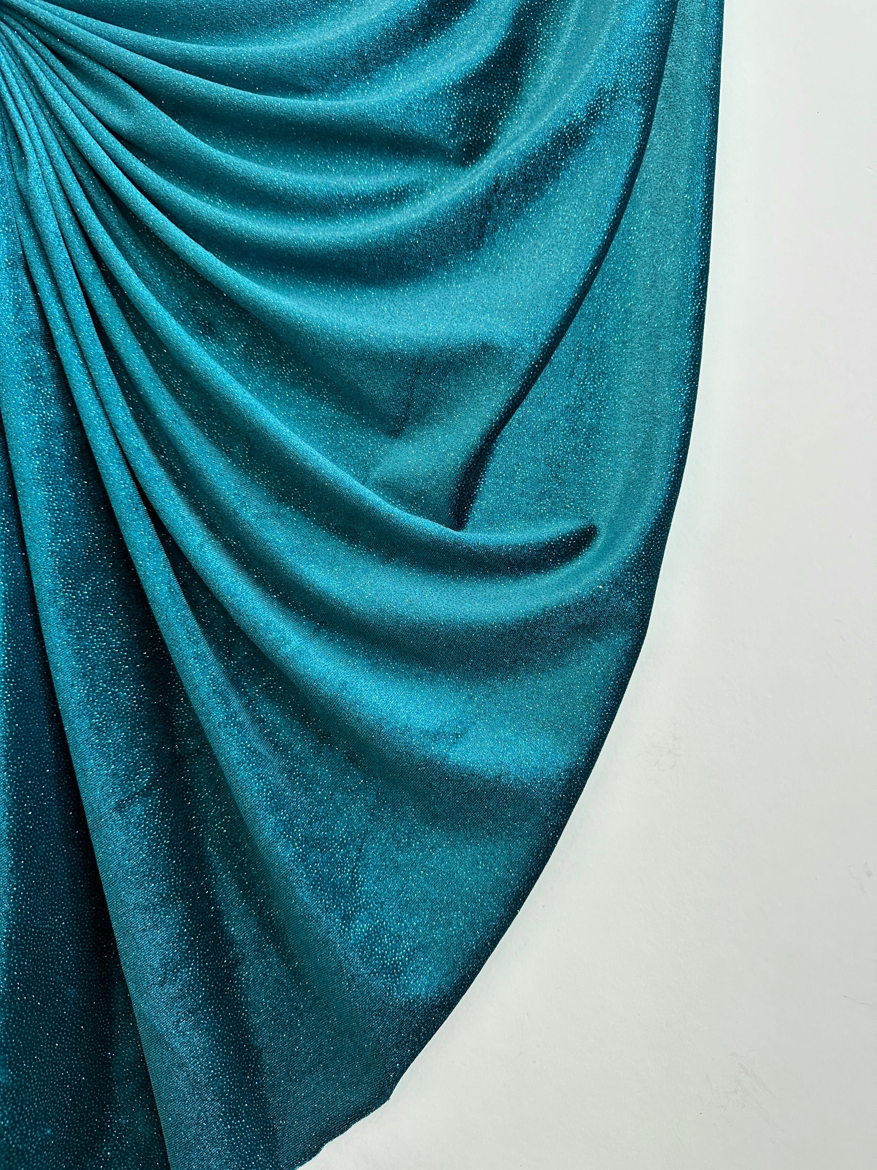 Teal Blue Shimmery Stretch Velvet, Velvet Material, Velvet Fabric, Velour Fabric Sale, Velvet Fabric Online, Stretch Velvet Spandex, Plush Velvet