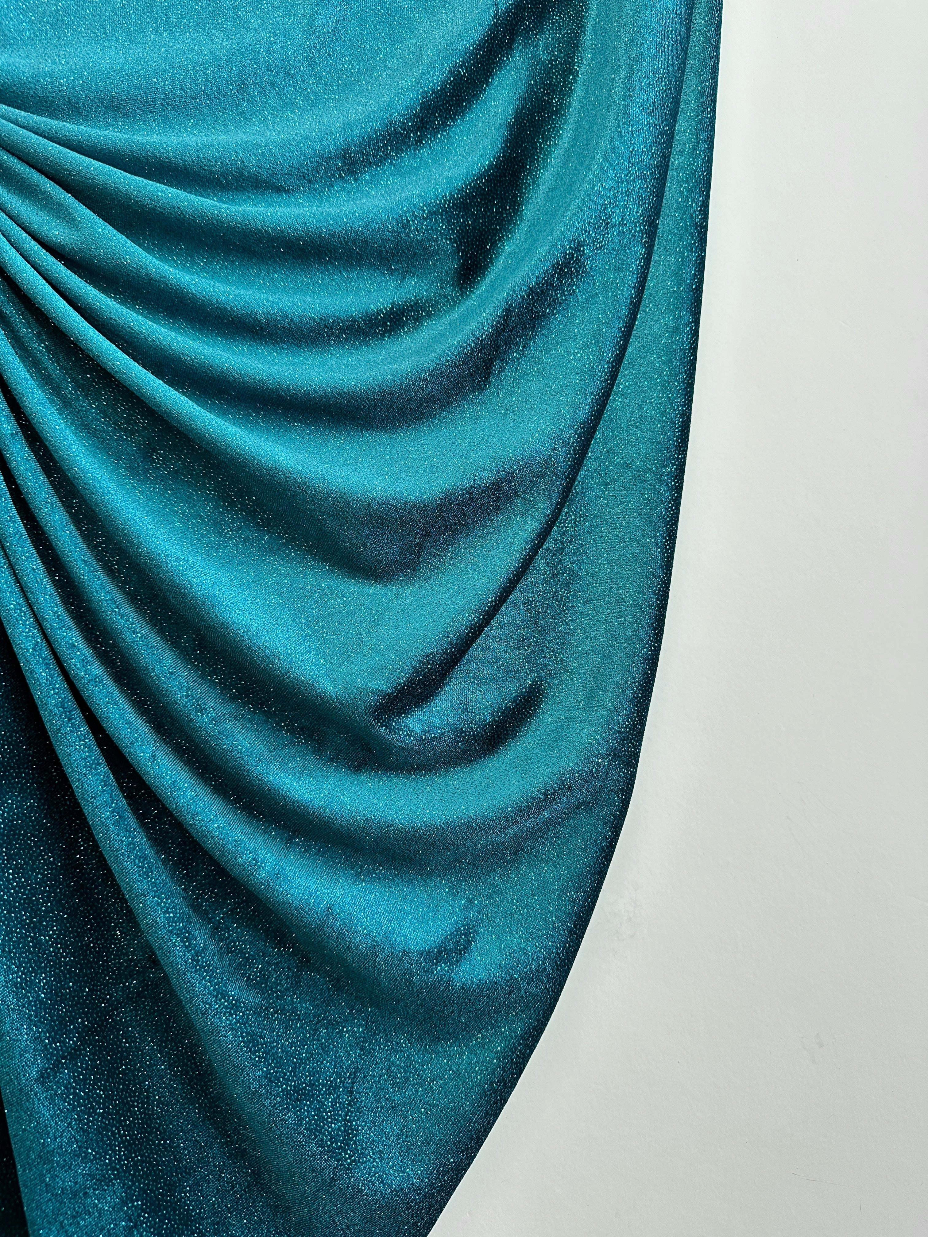 Teal Blue Shimmery Stretch Velvet, Velvet Material, Velvet Fabric, Velour Fabric Sale, Velvet Fabric Online, Stretch Velvet Spandex, Plush Velvet