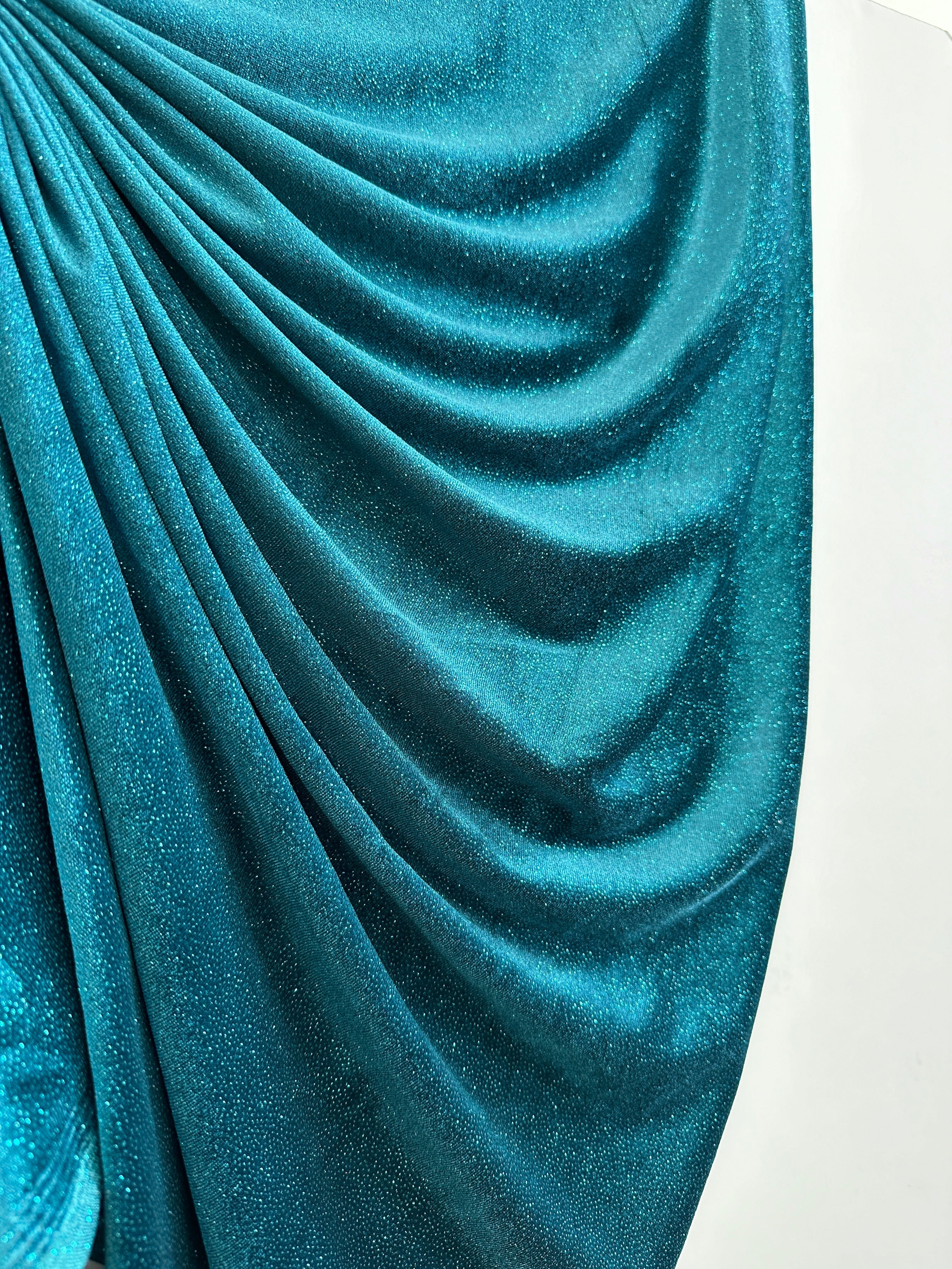 Teal Blue Shimmery Stretch Velvet, shop fabrics online, sewing, fabric store, sewing store, cheap fabric store, kiki textiles, textile by the yard