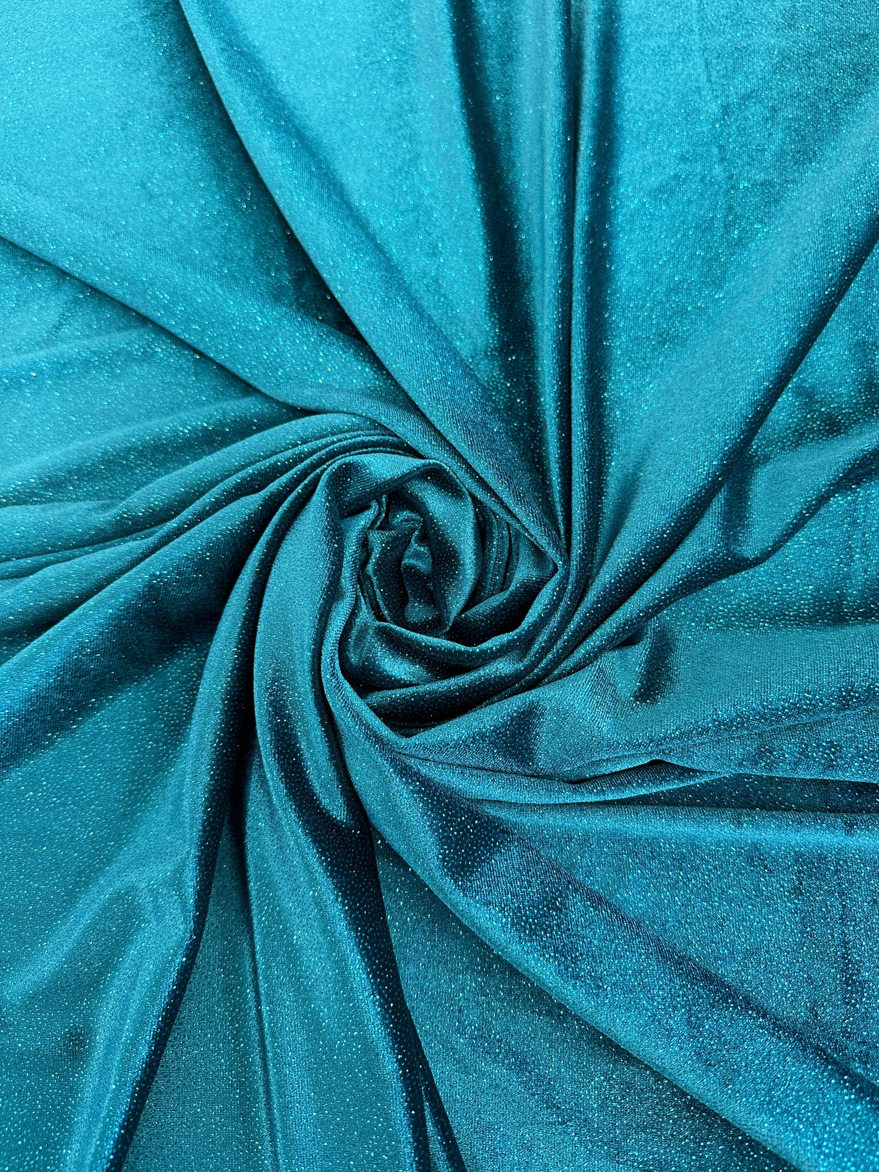 Teal Blue Shimmery Stretch Velvet, shop fabrics online, sewing, fabric store, sewing store, cheap fabric store, kiki textiles, textile by the yard