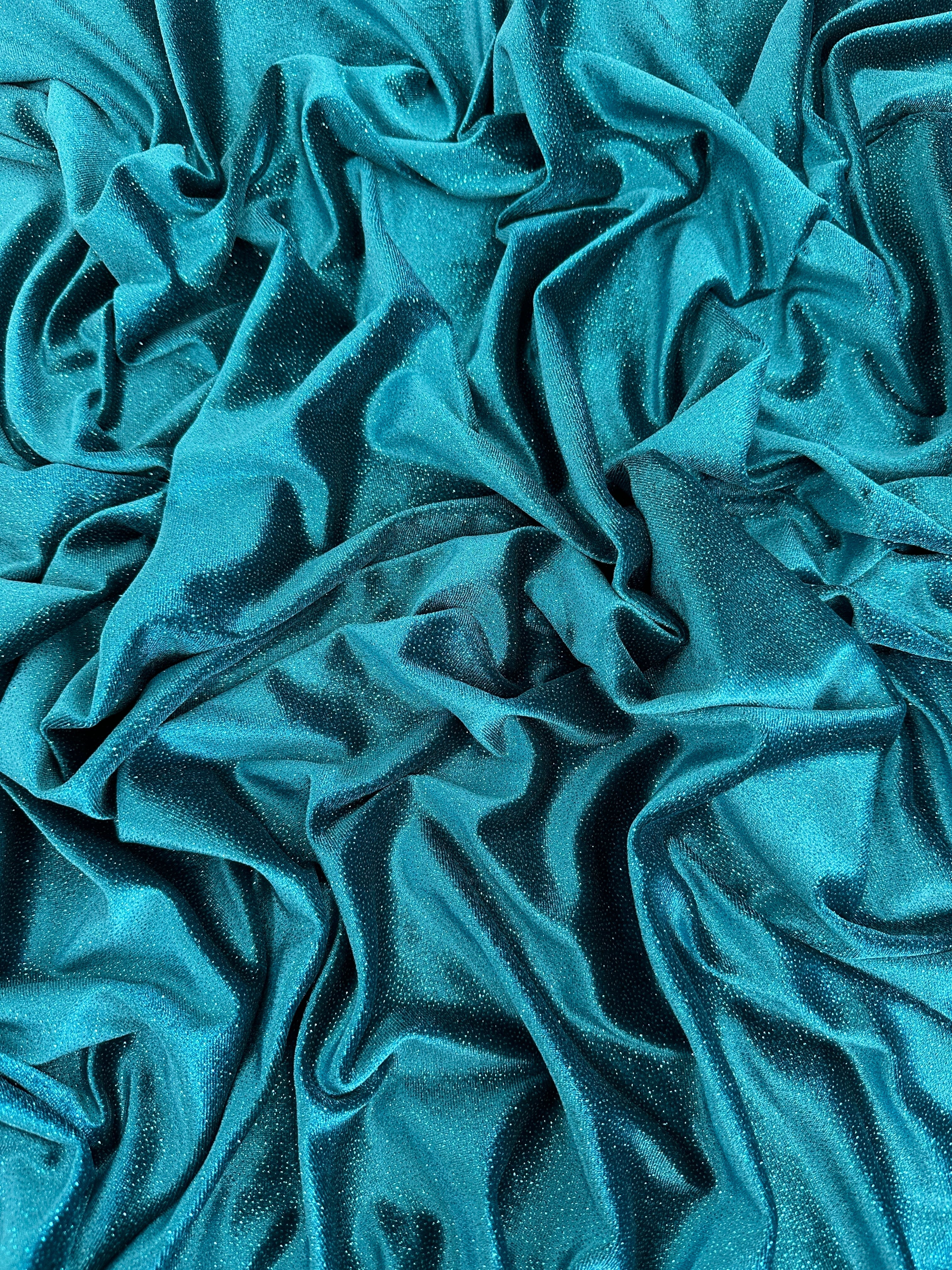 Teal Blue Shimmery Stretch Velvet, shop fabrics online, sewing, fabric store, sewing store, cheap fabric store, kiki textiles, textile by the yard