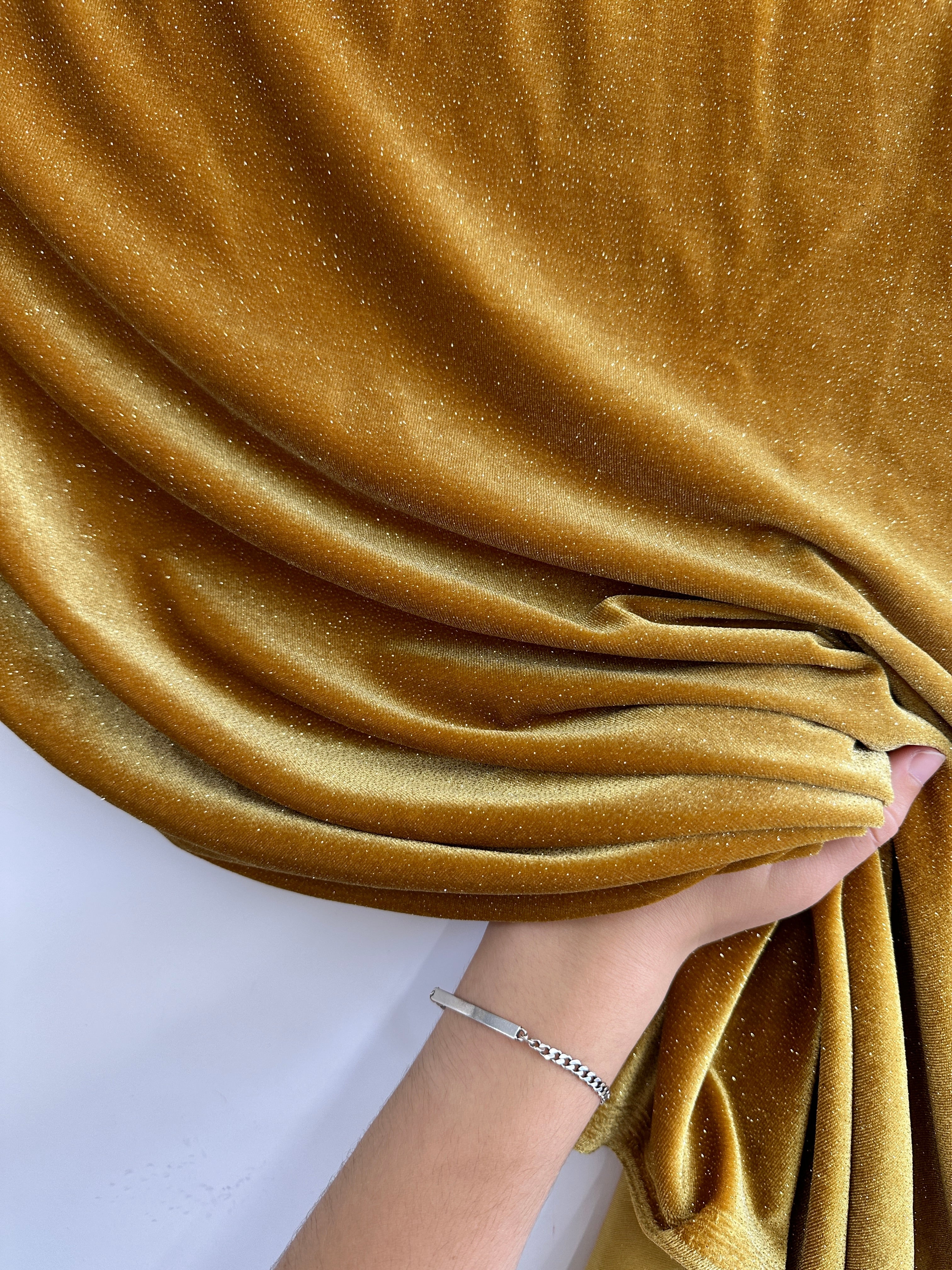 Gold Shimmery Stretch Velvet, Velvet Material, Velvet Fabric, Velour Fabric Sale, Velvet Fabric Online, Stretch Velvet Spandex, Plush Velvet