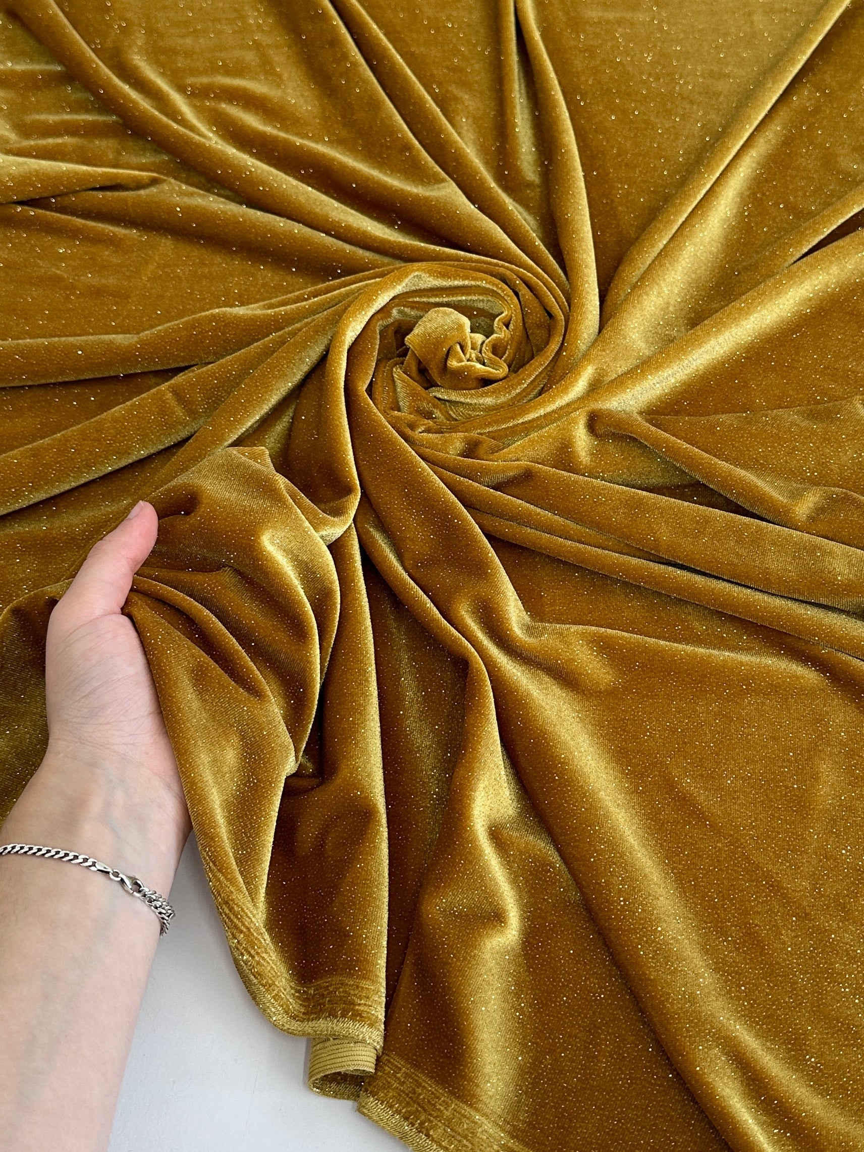 Gold Shimmery Stretch Velvet, Velvet Material, Velvet Fabric, Velour Fabric Sale, Velvet Fabric Online, Stretch Velvet Spandex, Plush Velvet