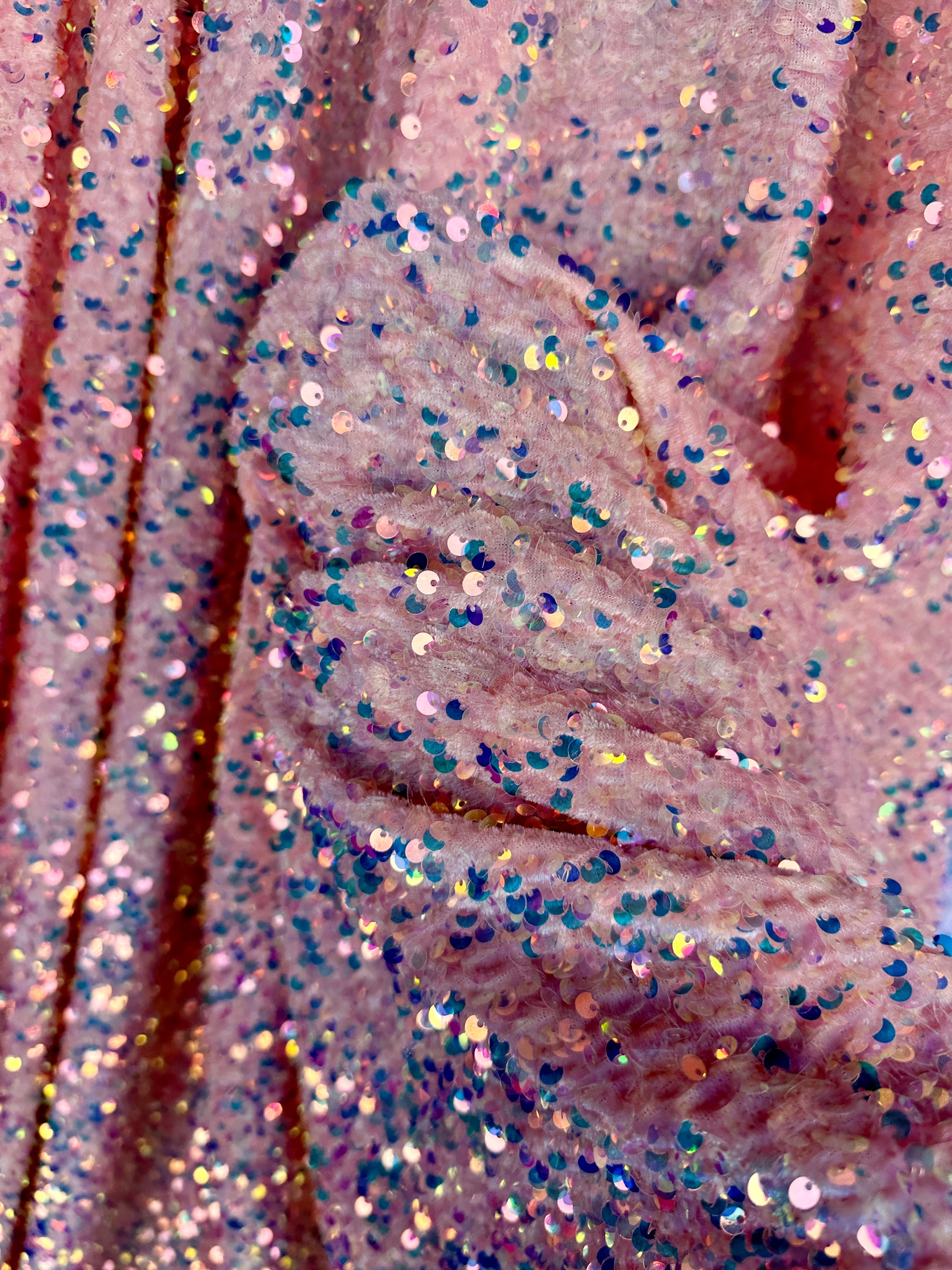 Blush Iridescent Sequin on Velvet,online textile store, sewing, fabric store, sewing store, cheap fabric store, kiki textiles