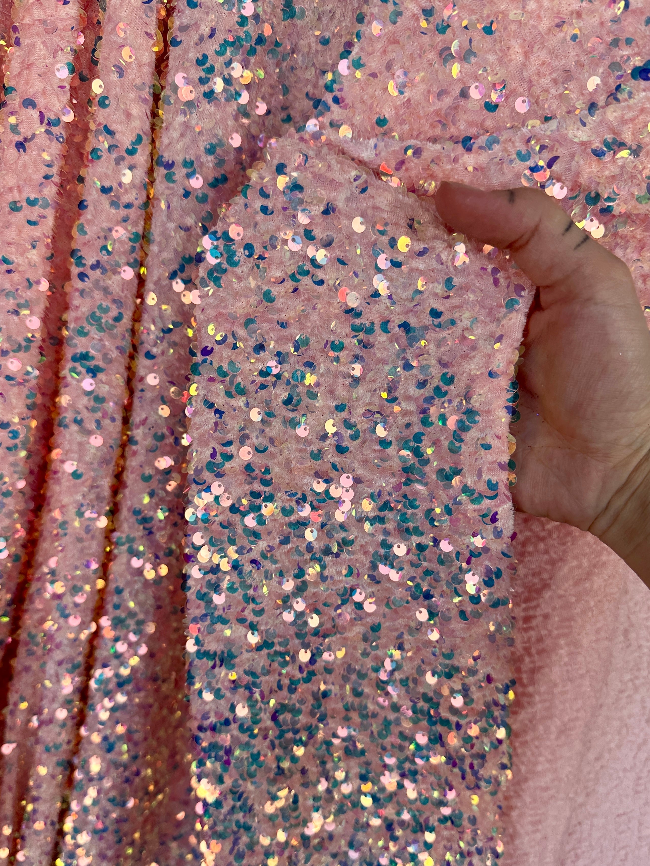 Blush Iridescent Sequin on Velvet,online textile store, sewing, fabric store, sewing store, cheap fabric store, kiki textiles