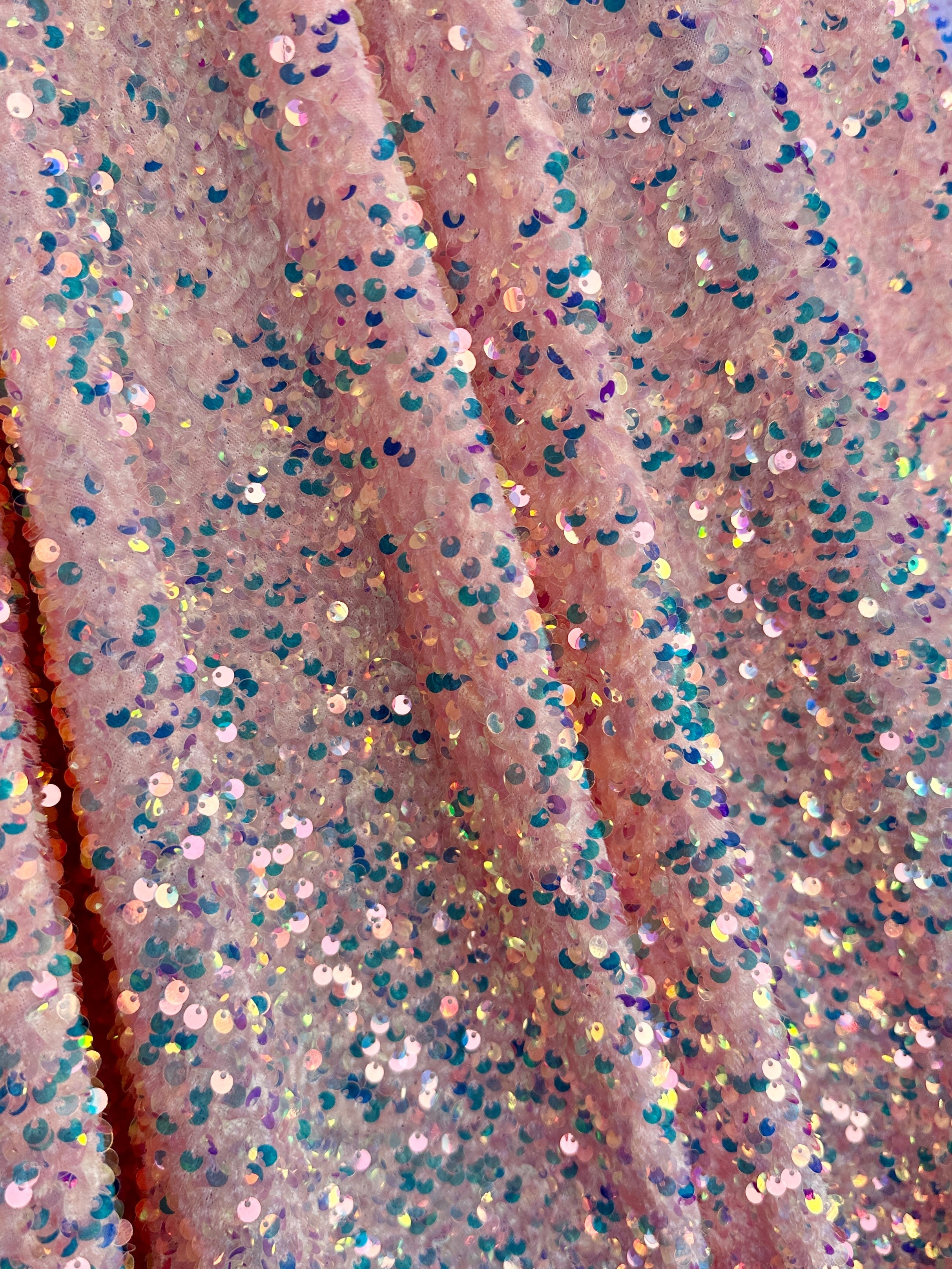 Blush Iridescent Sequin on Velvet,online textile store, sewing, fabric store, sewing store, cheap fabric store, kiki textiles