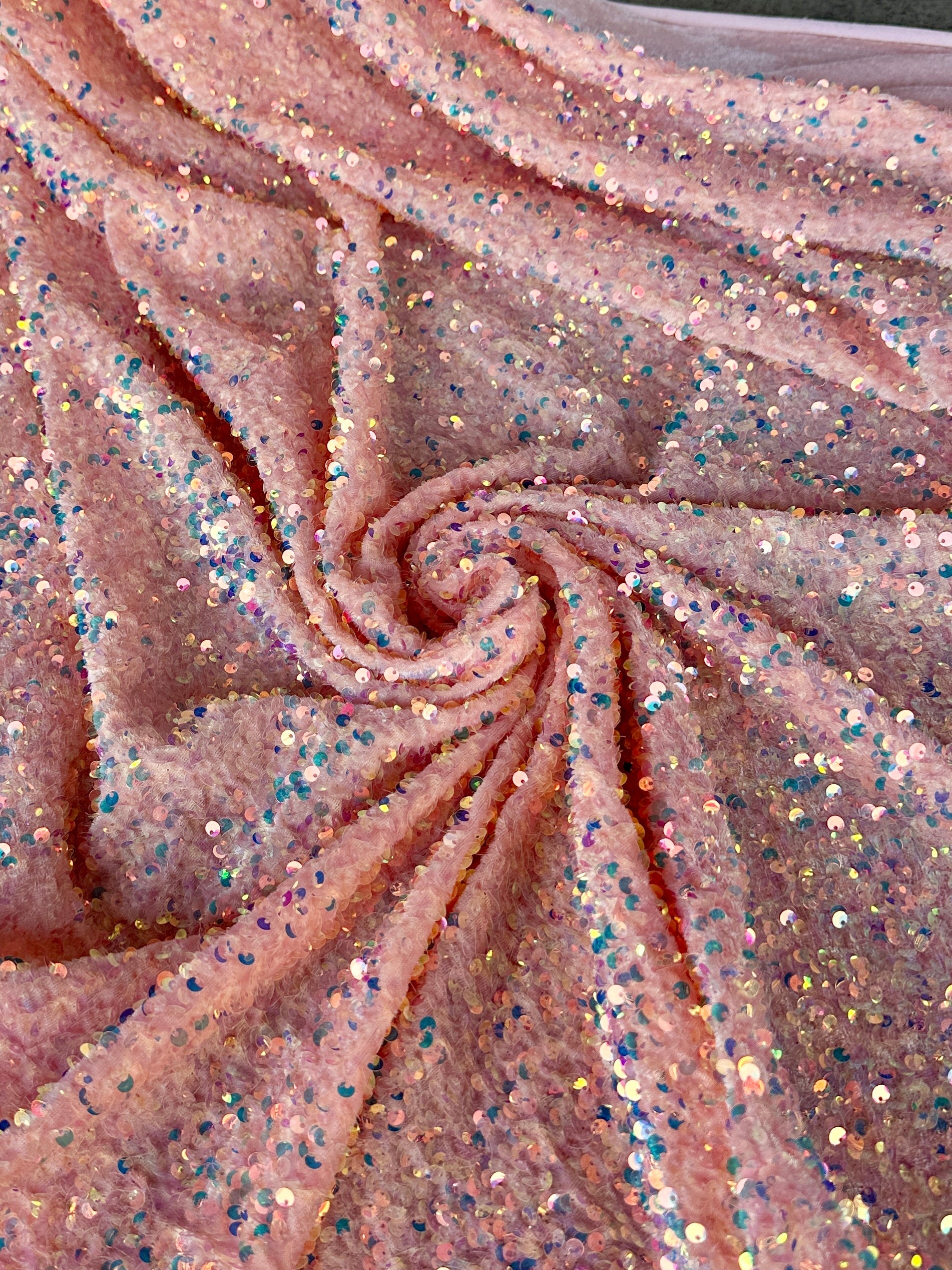 Blush Iridescent Sequin on Velvet,online textile store, sewing, fabric store, sewing store, cheap fabric store, kiki textiles