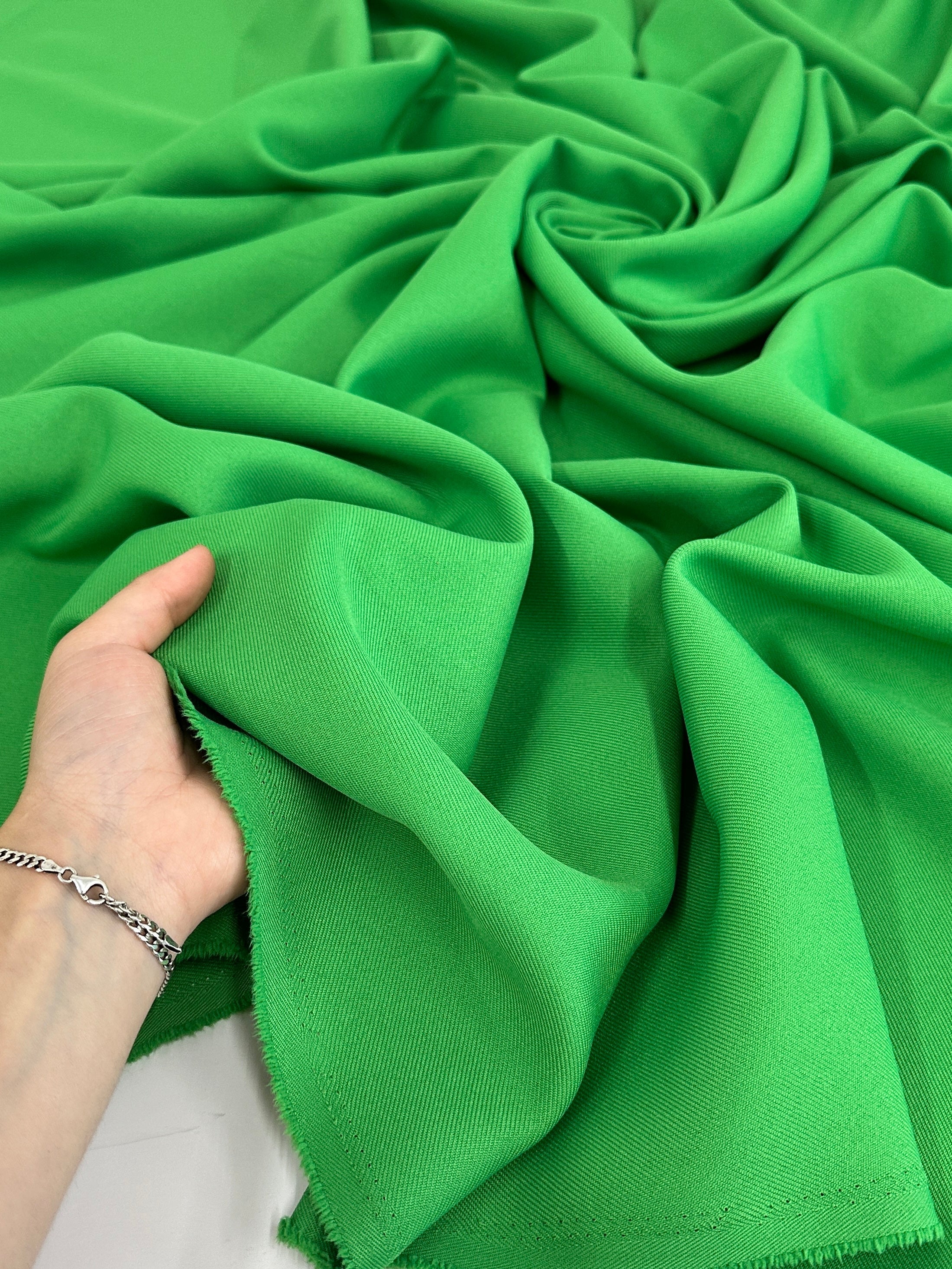 Apple Green Deluxe Gabardine, Gabardine Fabric Price, Crepe & Gabardine, Stretch Crepe, Twill Gabardine, Brushed Twill, Polyester Gabardine, Crepe on Sale, Solid Fabric