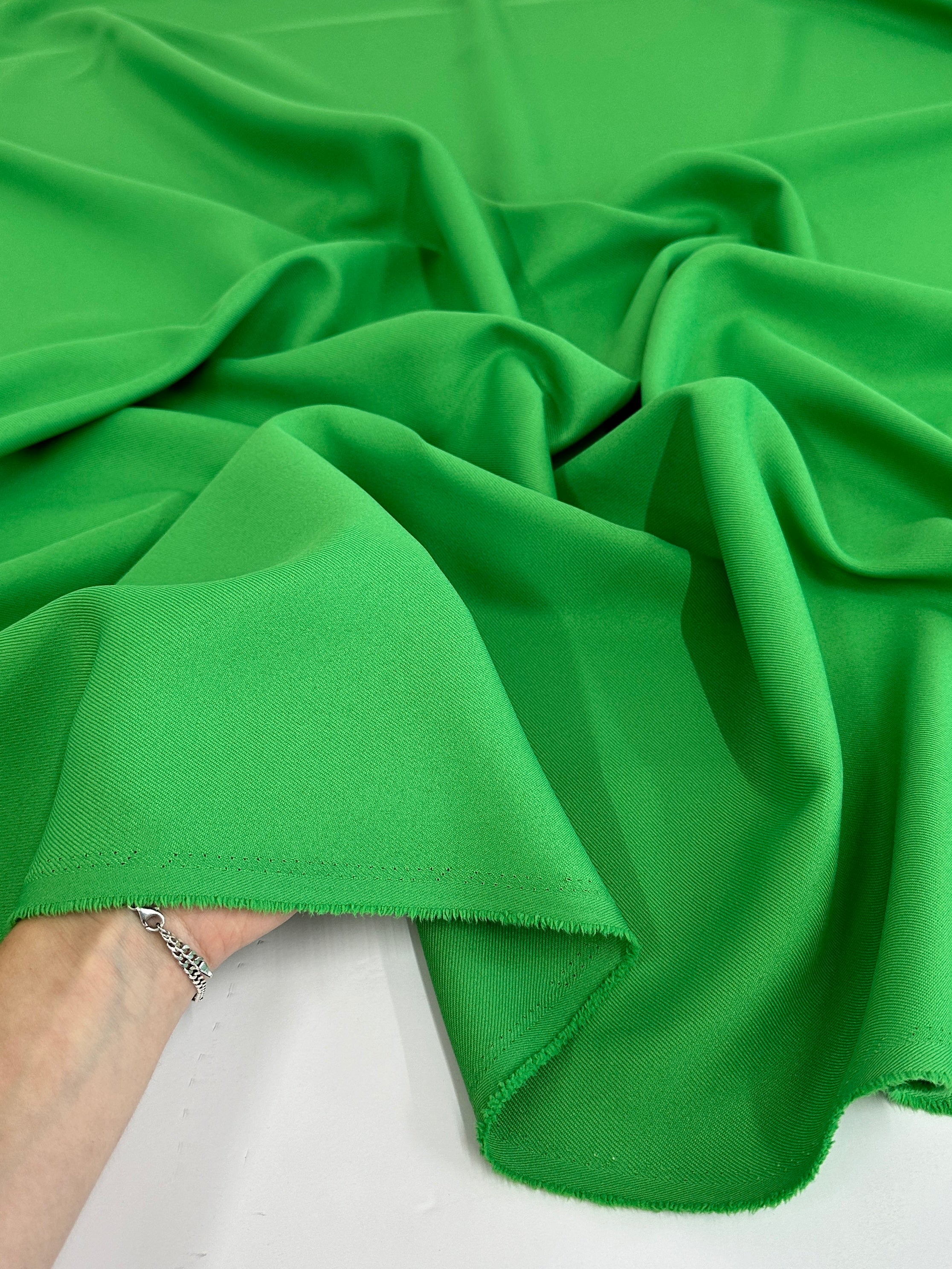 Apple Green Deluxe Gabardine, shop fabrics online, sewing, fabric store, sewing store, cheap fabric store, kiki textiles, textile by the yard