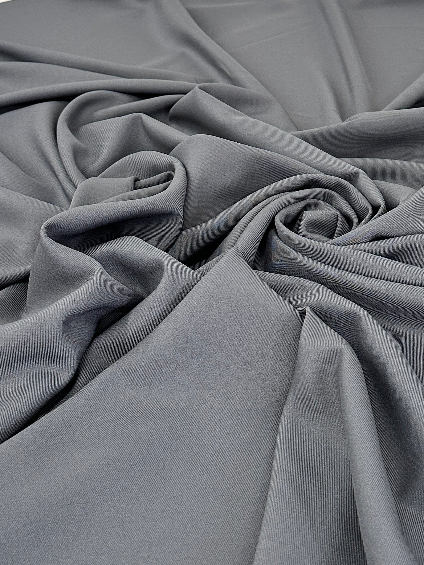 Dark Silver Deluxe Gabardine, Gabardine Fabric Price, Crepe & Gabardine, Stretch Crepe, Twill Gabardine, Brushed Twill, Polyester Gabardine, Crepe on Sale, Solid Fabric