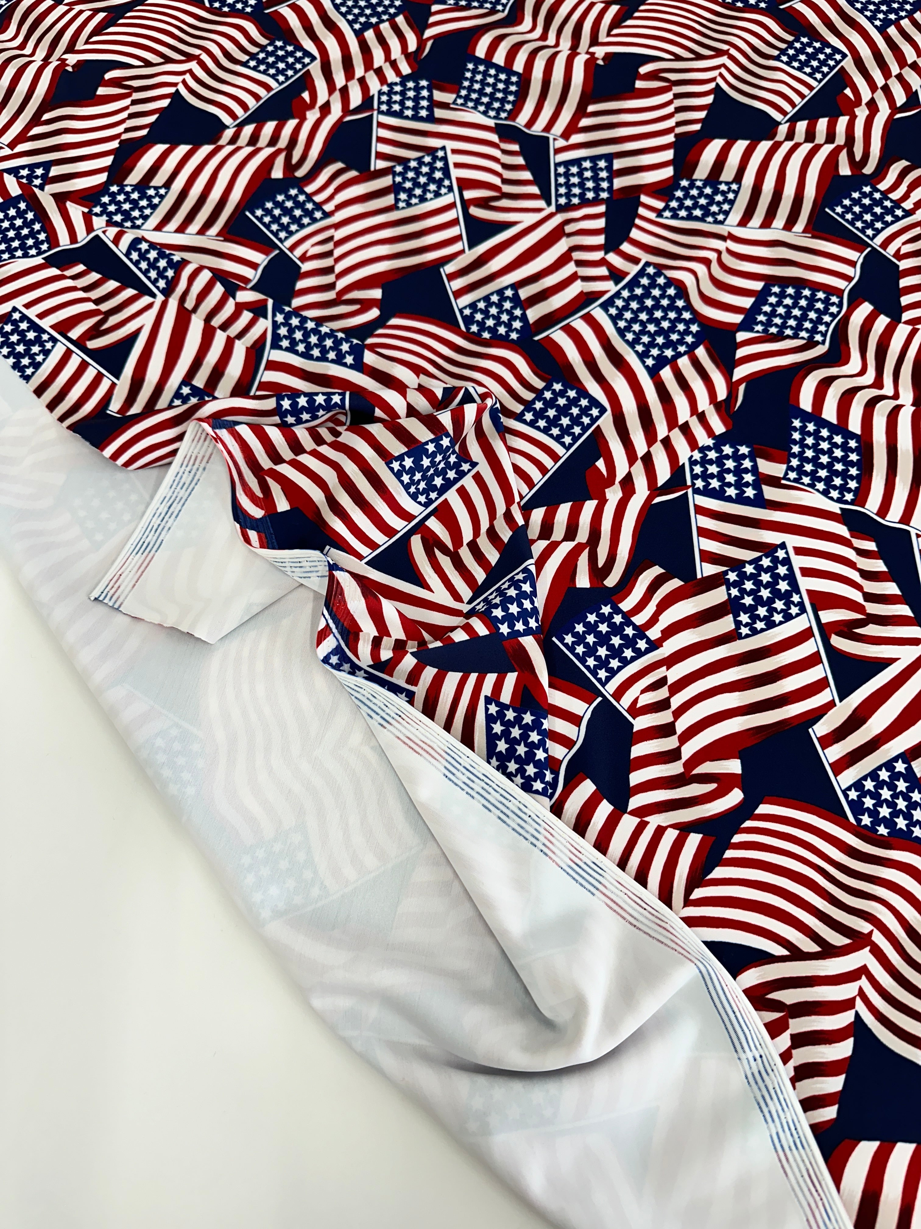 American Flag Nylon Spandex, Multicolor Spandex, Nylon Spandex, Shiny Spandex,Stretch Fabric, 4 way stretch fabric, Fabric on Sale, Activewear Fabric, Polyester Fabric