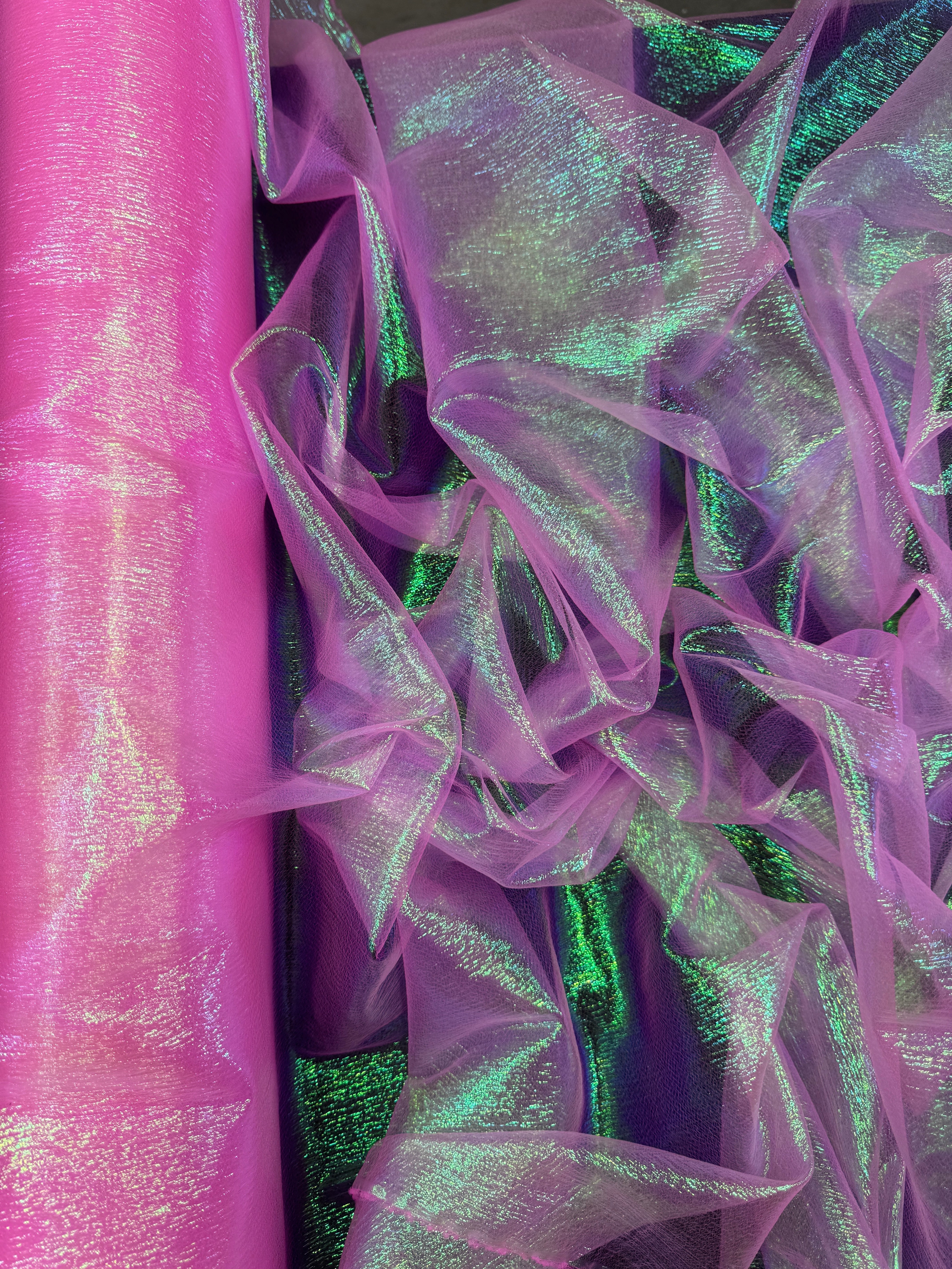 Hot Pink Iridescent Crushed Organza, shop fabrics online, sewing, fabric store, sewing store, cheap fabric store, kiki textiles, textile by the yard