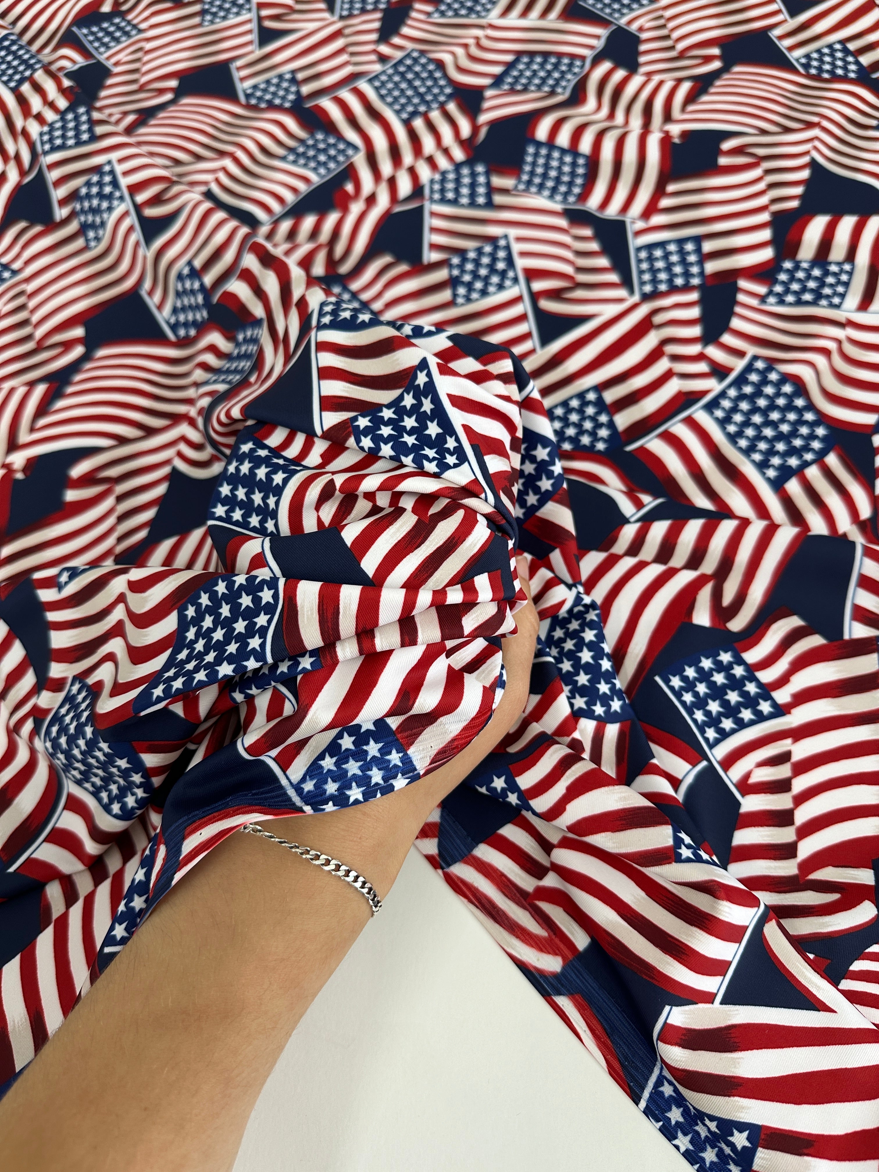 American Flag Nylon Spandex, online textile store, sewing, fabric store, sewing store, cheap fabric store, kiki textiles