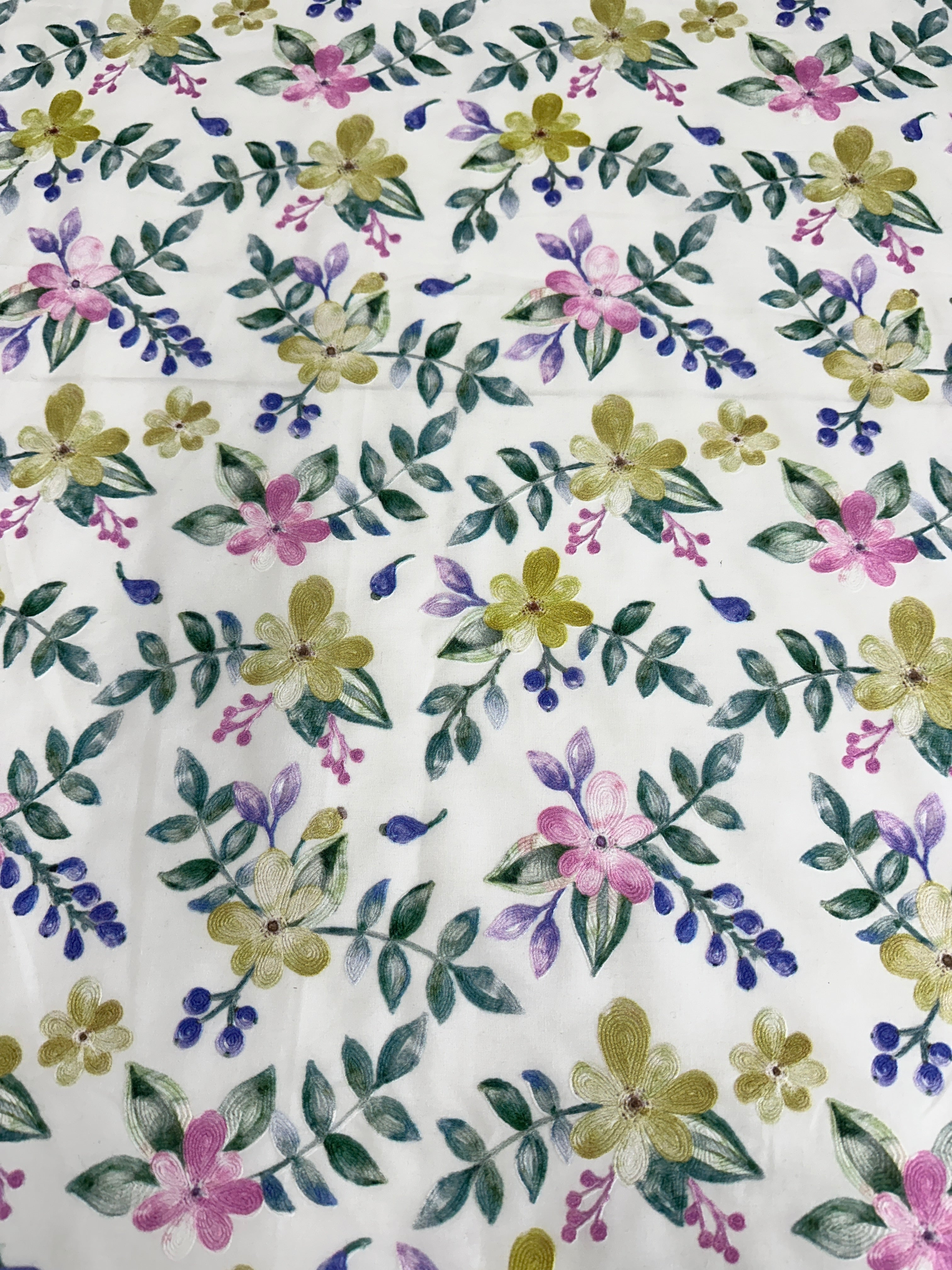 Multicolor Floral Embroidered Organic Cotton, Organic cotton, Breathable fabric, Lightweight fabric, Fair trade cotton, Cotton yarn, Cotton fashion