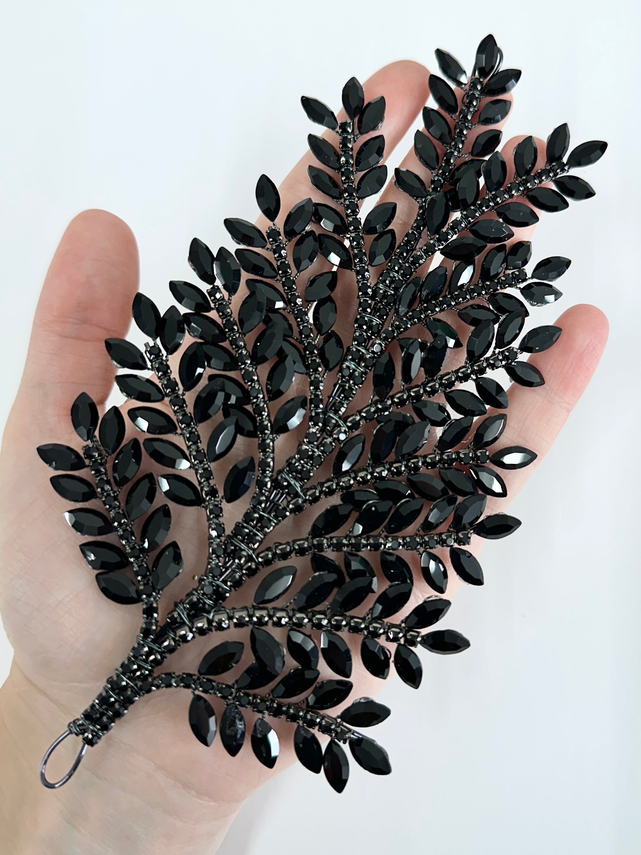 Barbara Black Bridal Leaves Rhinestone Applique, Sewing, Fabric Store, Sewing Store, Cheap Fabric Store, Kiki Textiles, Textile by the Yard