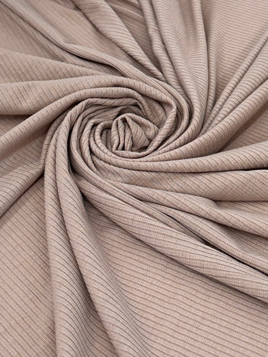 Khaki Solid Rib Knit, Jersey Knit, 4 Way Stretch Fabric, Chunky Knit, Knit Fabric by the Yard, Spandex Fabric, Textured Knit