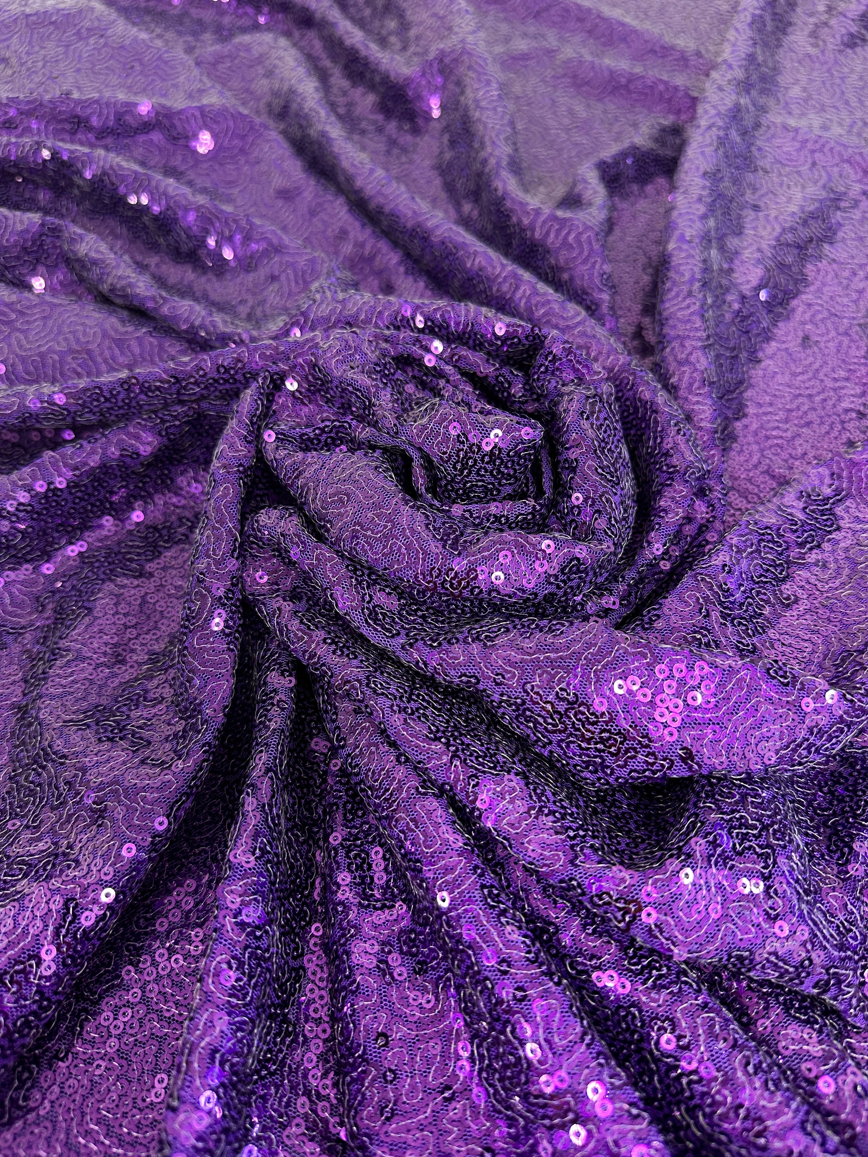 Purple Stretch Sequin on Mesh