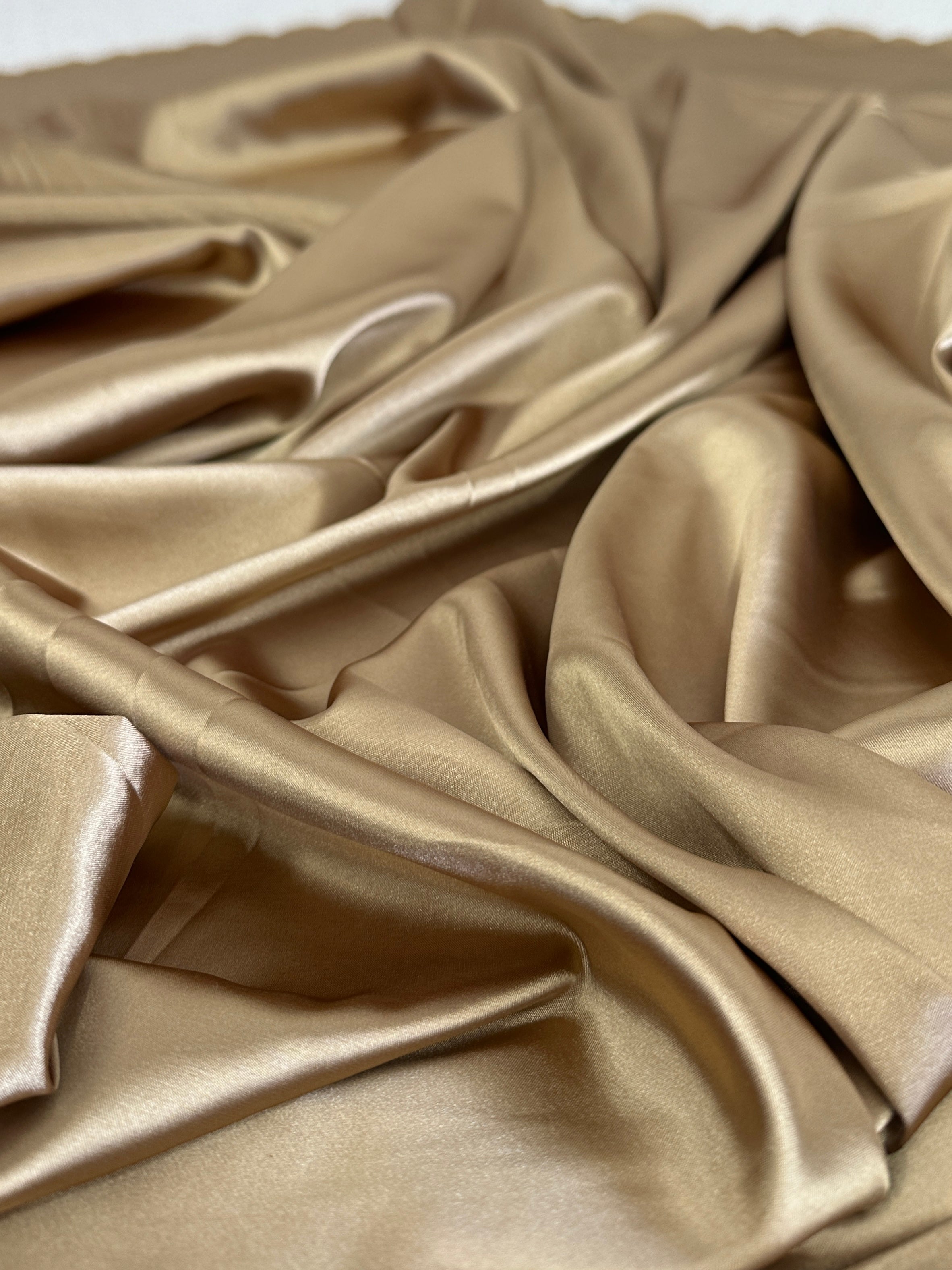 Deluxe Gold Stretch Crepe Back Satin, Gold Satin, Premium Stretch Crepe Back Satin, Satin for Bride, Satin for Women, Satin in Low Price, Cheap Satin, Satin on Sale