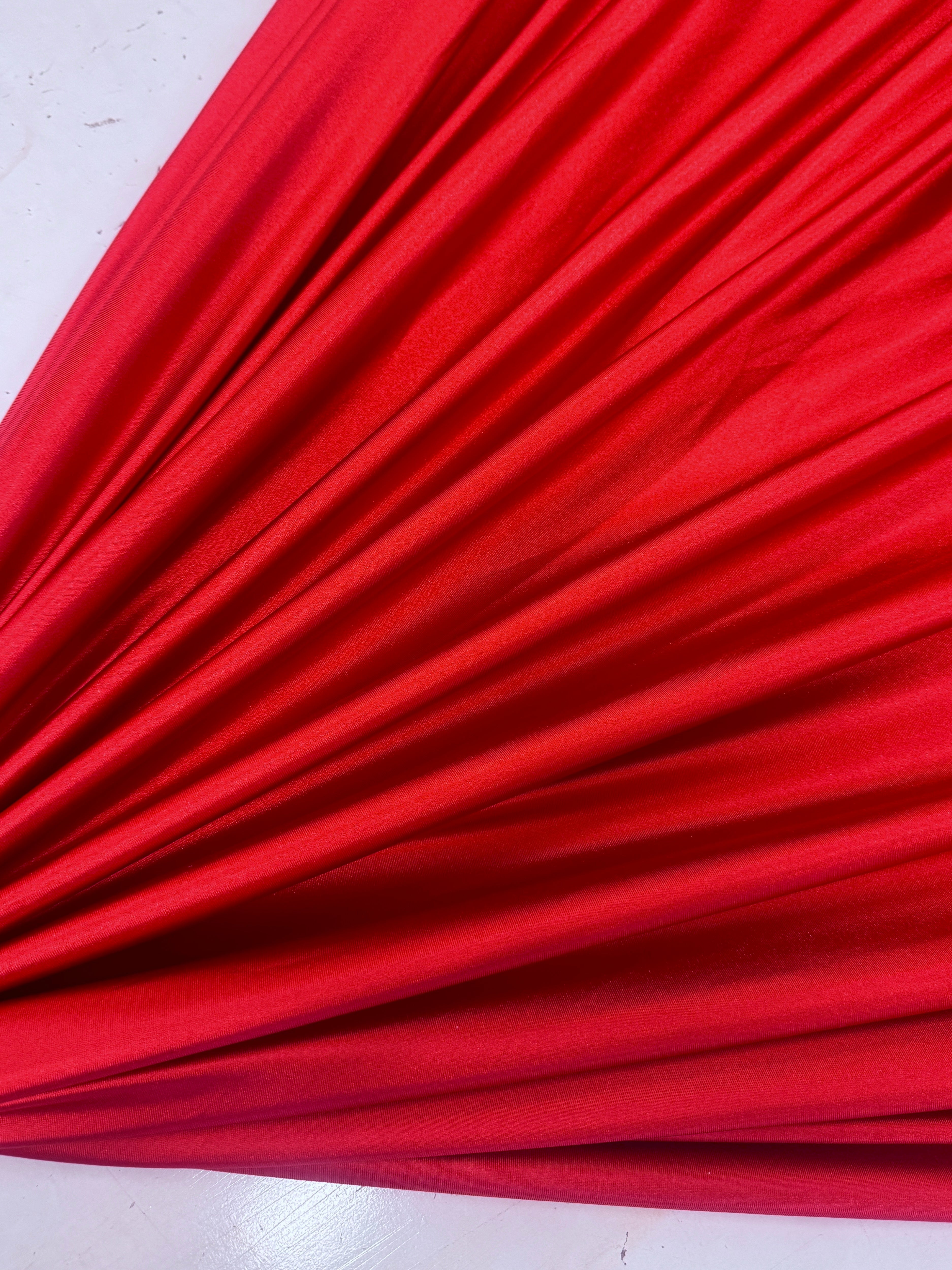 Scarlet Red Shiny Nylon Spandex, Red Spandex, Nylon Spandex, Shiny Spandex, Stretch Fabric, 4 way stretch fabric, Fabric on Sale, Activewear Fabric, Polyester Fabric