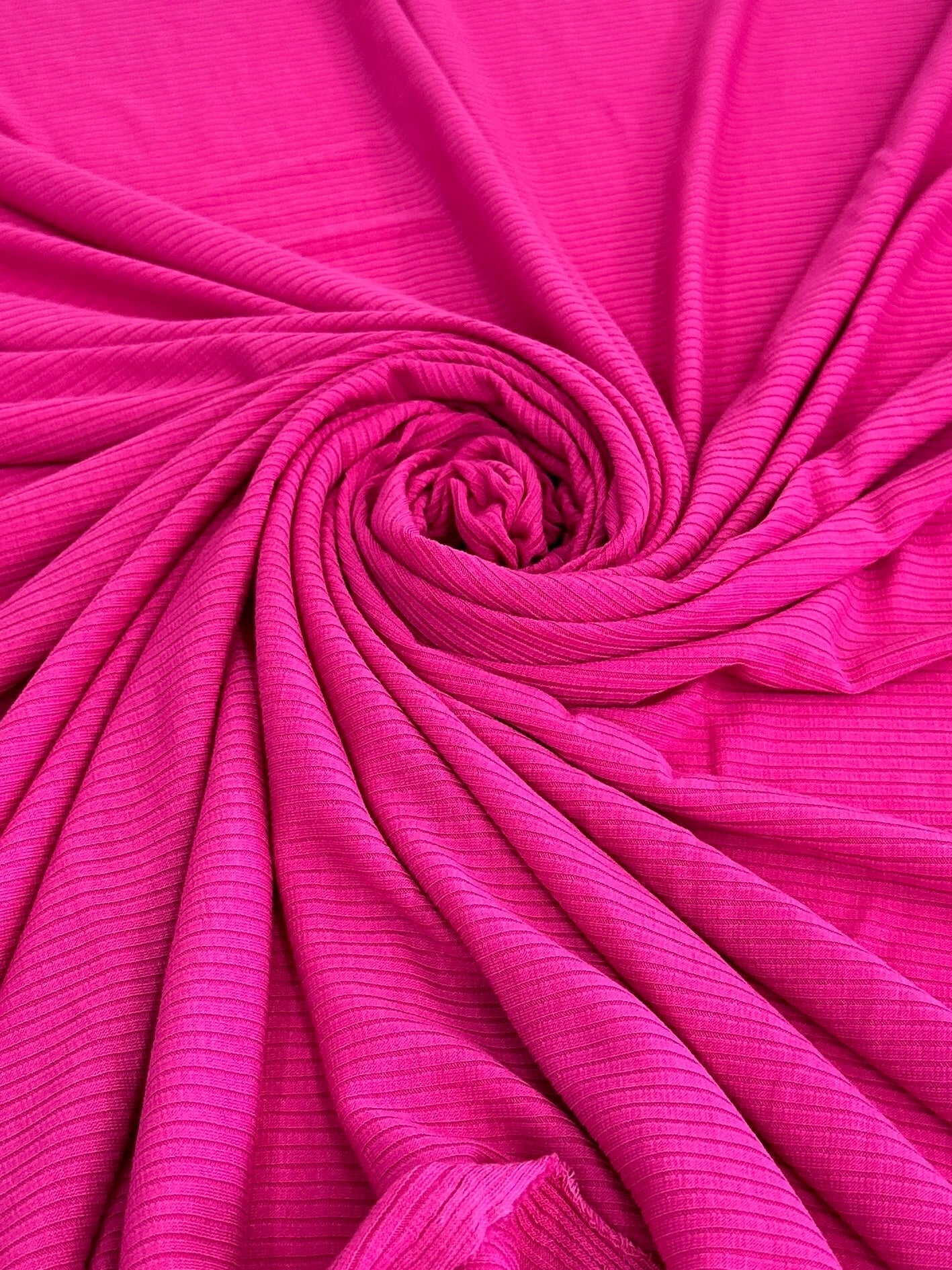 Hot Pink Solid Rib Knit, Jersey Knit, 4 Way Stretch Fabric, Chunky Knit, Knit Fabric by the Yard, Spandex Fabric, Textured Knit