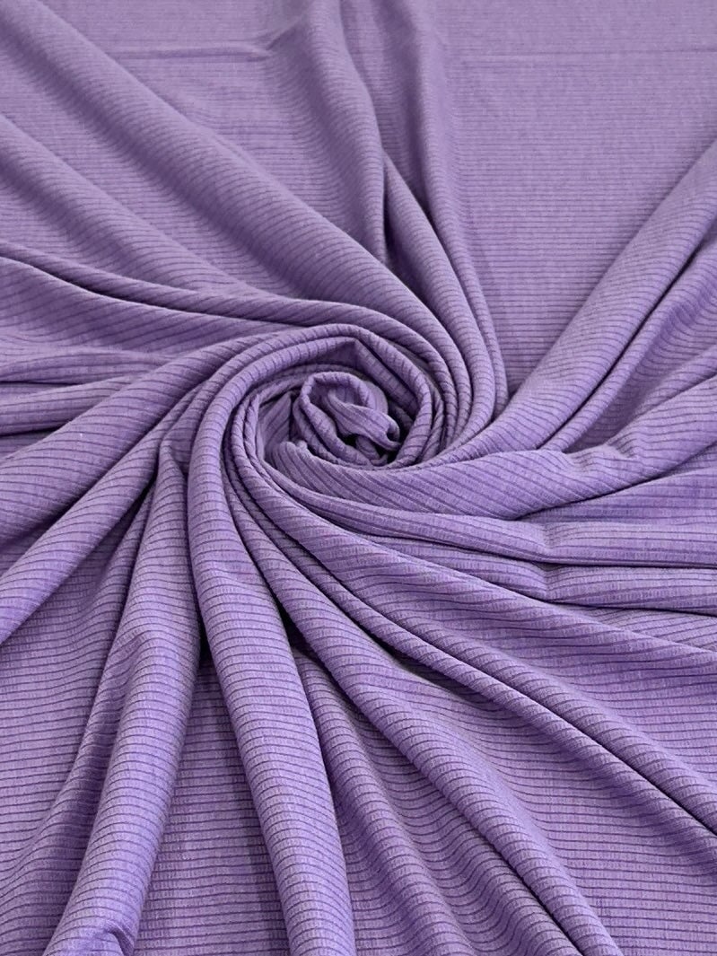 Lavender Solid Rib Knit, Jersey Knit, 4 Way Stretch Fabric, Chunky Knit, Knit Fabric by the Yard, Spandex Fabric, Textured Knit