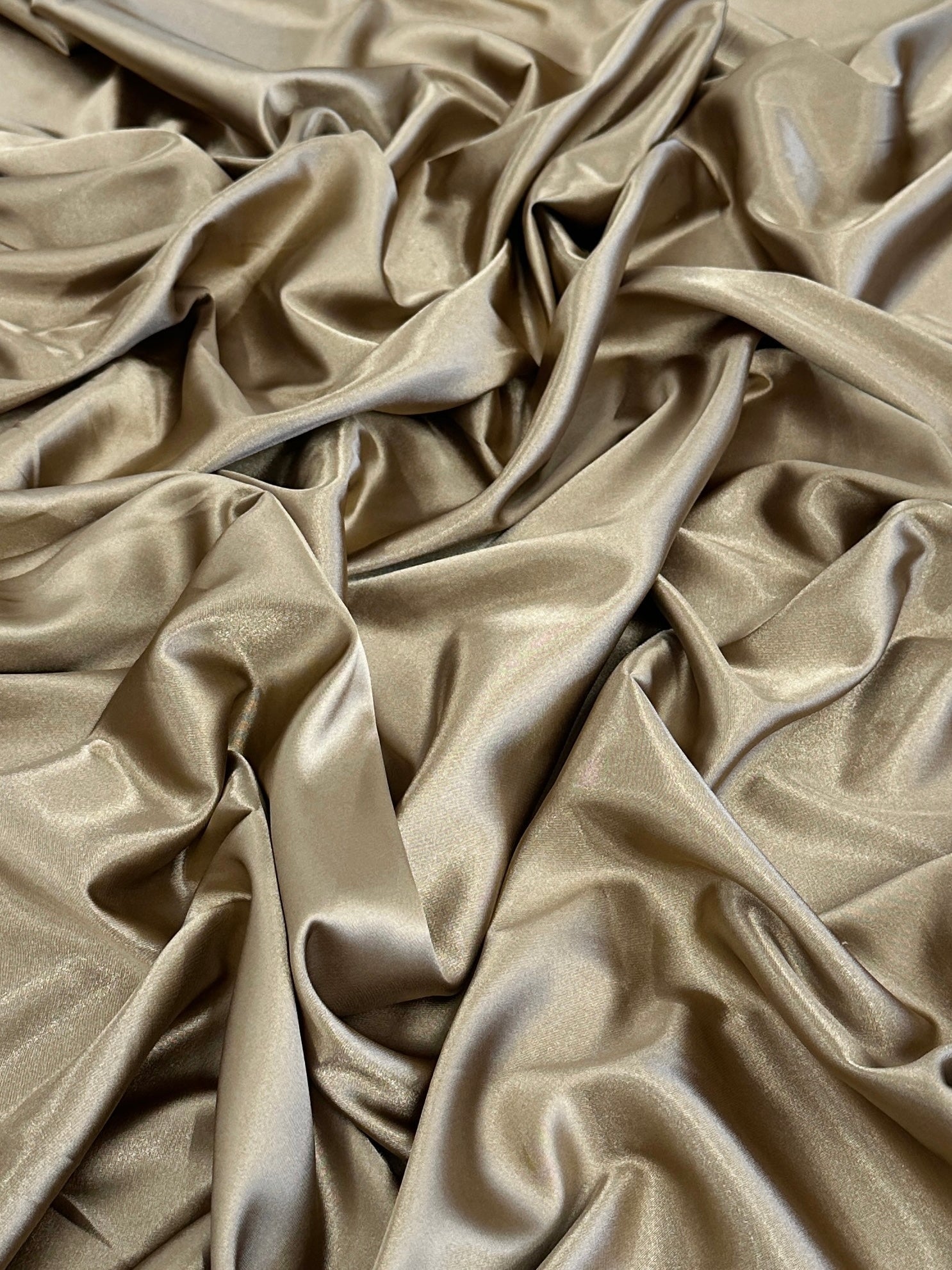 Khaki-Gold Luxury Silky Satin, Luxury Silky Satin, Silky Satin, Premium Stretch Crepe Back Satin, Satin for Bride, Satin for Women, Satin in Low Price, Cheap Satin, Satin on Sale