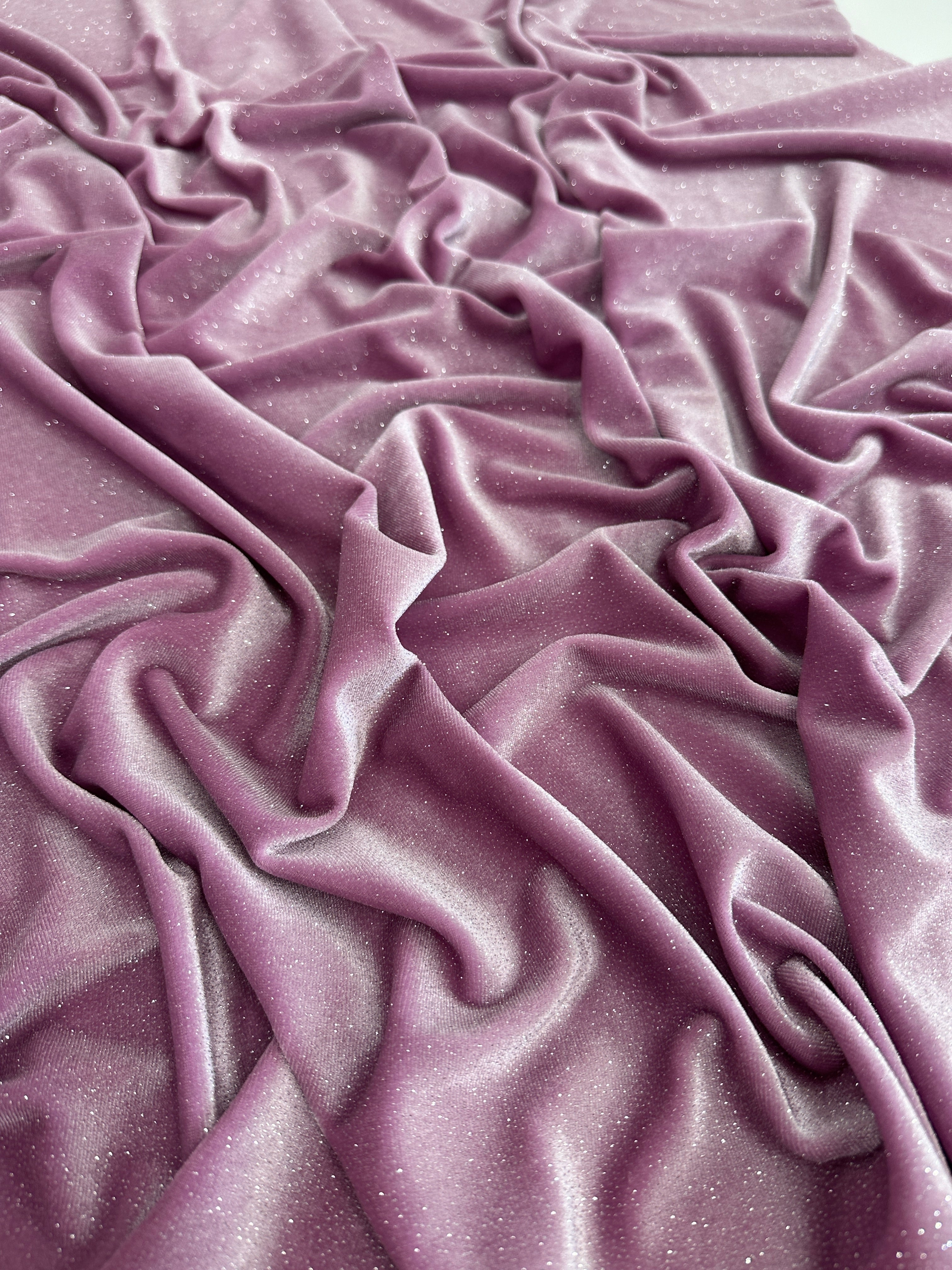 Mauve Shimmery Stretch Velvet, Velvet Material, Velvet Fabric, Velour Fabric Sale, Velvet Fabric Online, Stretch Velvet Spandex, Plush Velvet