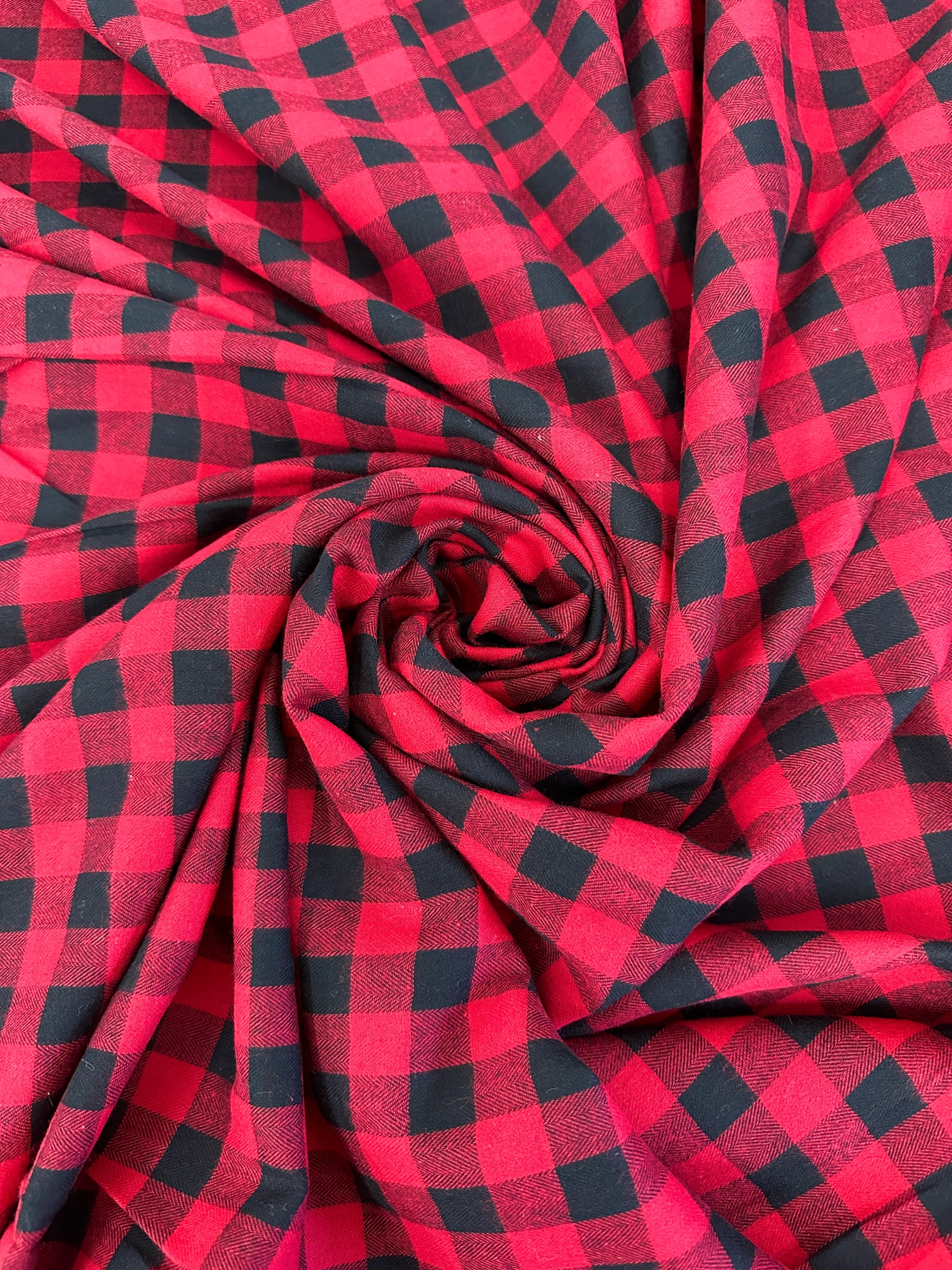 Black Red Woven Checkered Wool Blend – KikiTextiles