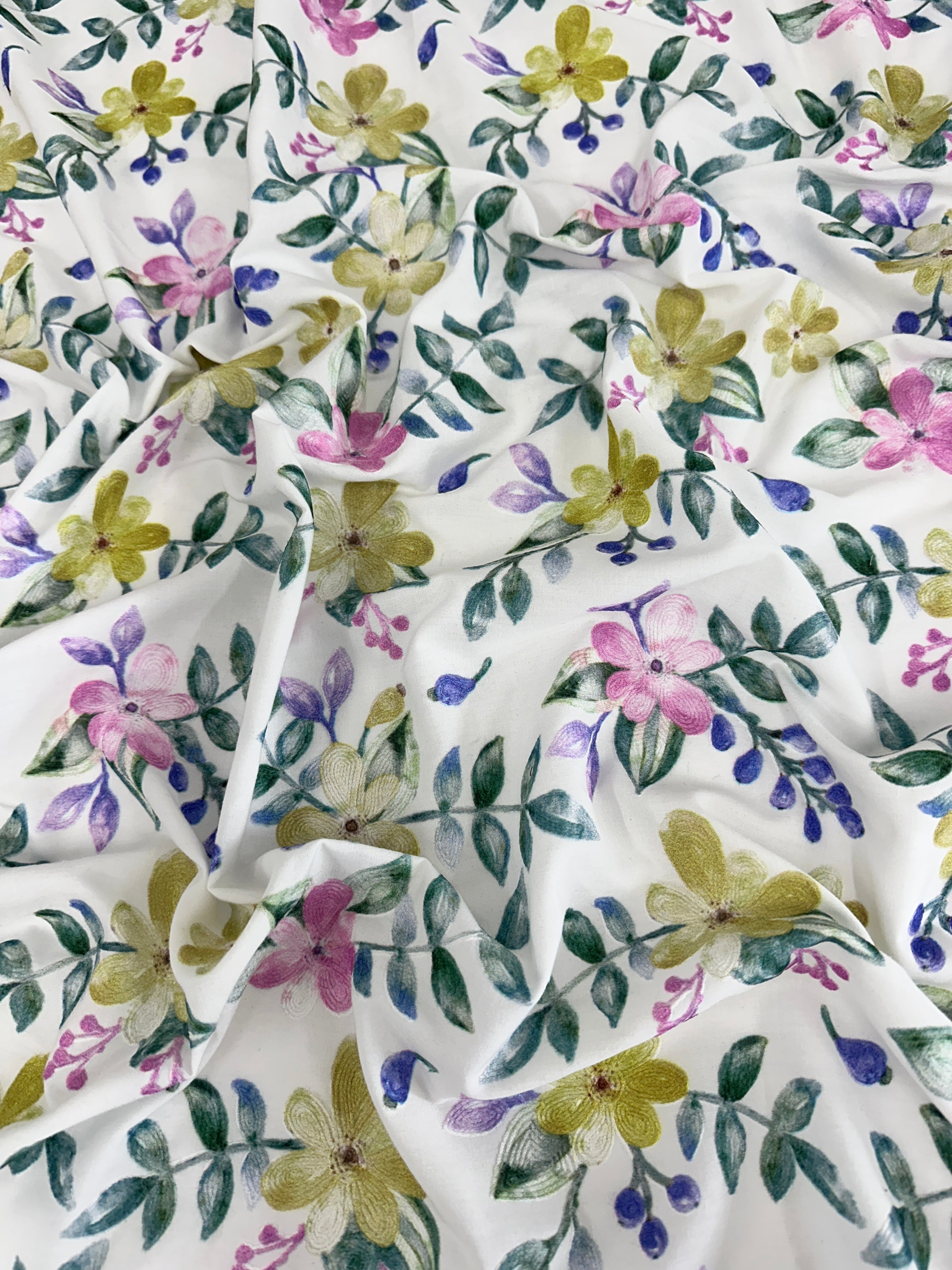 Multicolor Floral Embroidered Organic Cotton, Organic cotton, Breathable fabric, Lightweight fabric, Fair trade cotton, Cotton yarn, Cotton fashion