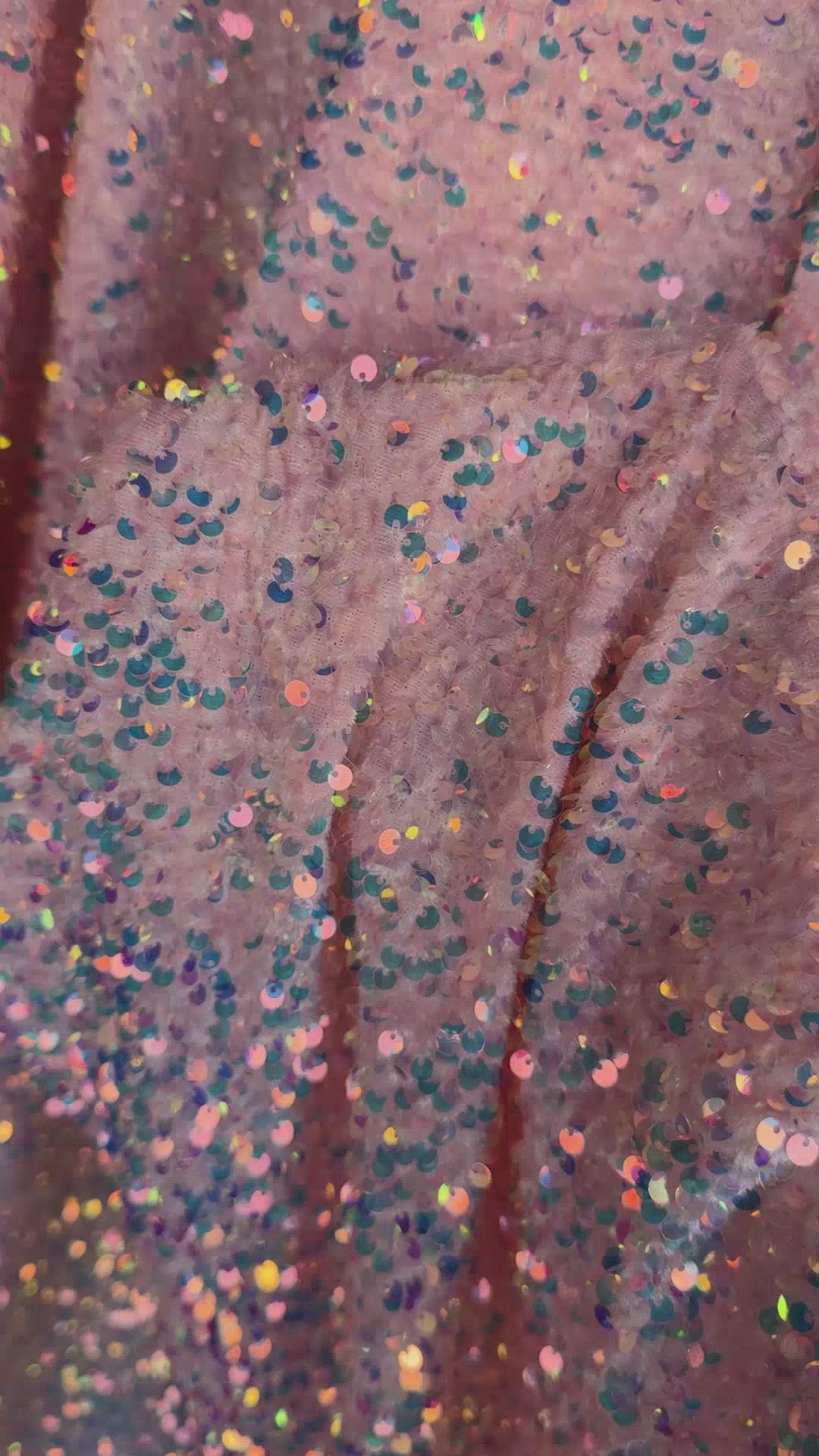 Blush Iridescent Sequin on Velvet