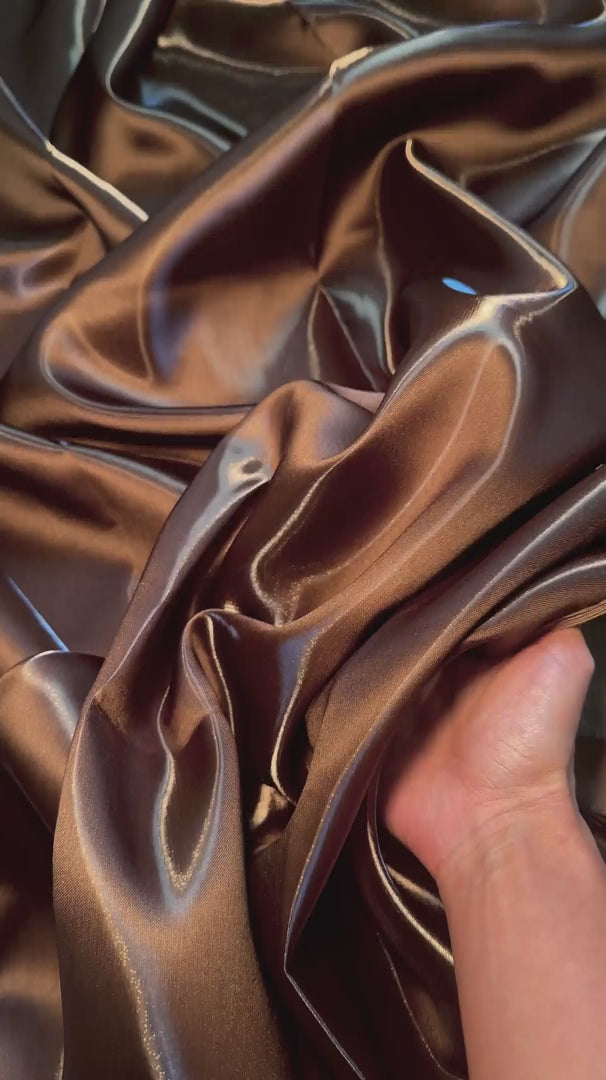 Chocolate Brown Liquid Bridal Satin, Luxury Silky Satin, Liquid Bridal Satin, Silky Satin, Premium Stretch Bridal Satin, Satin for Bride, Satin for Women, Satin in Low Price, Cheap Satin, Satin on Sale